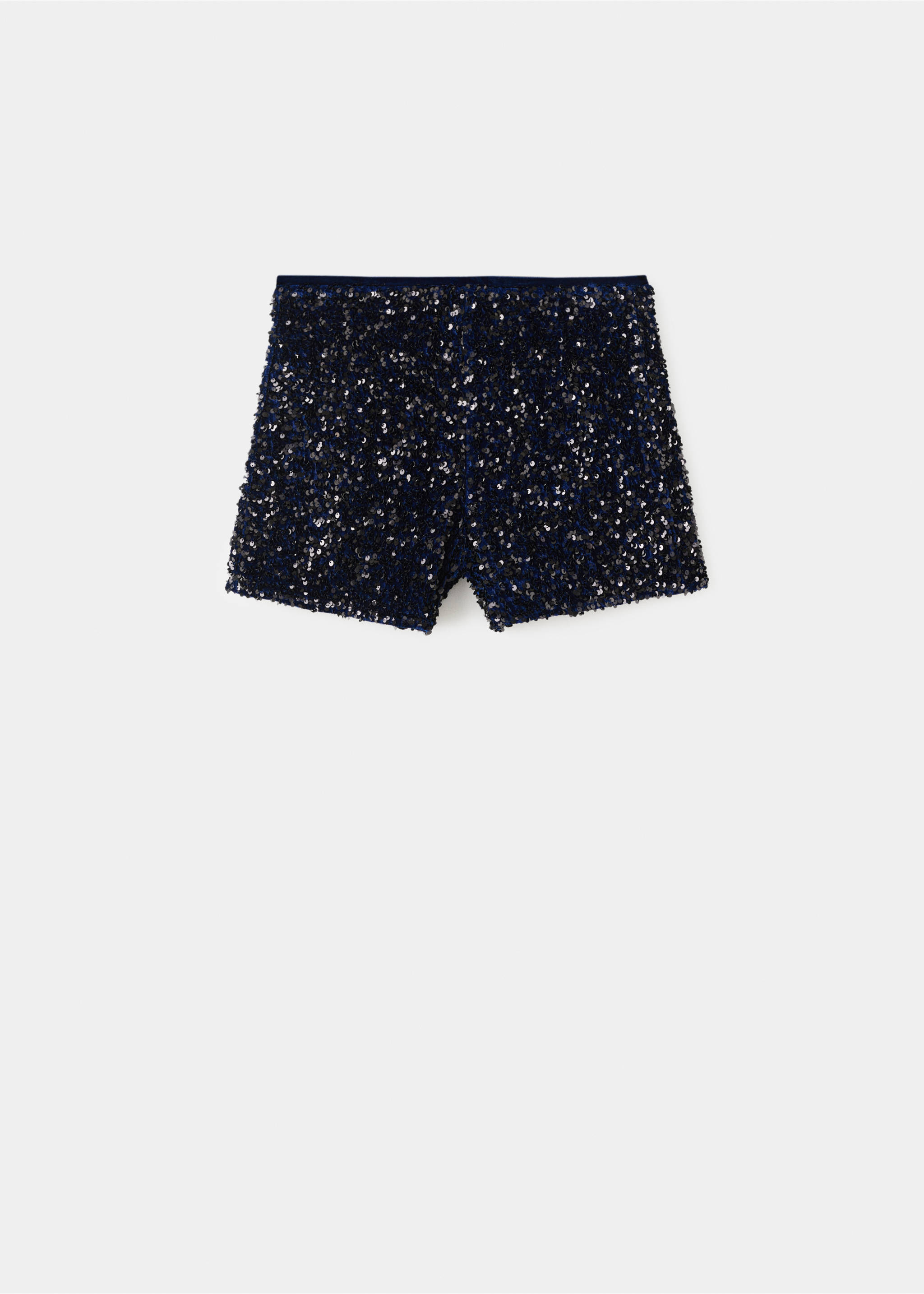 Shorts de lentejuelas en color azul oscuro con silueta de corte recto., Azul marino. Ref: 17099112-00.