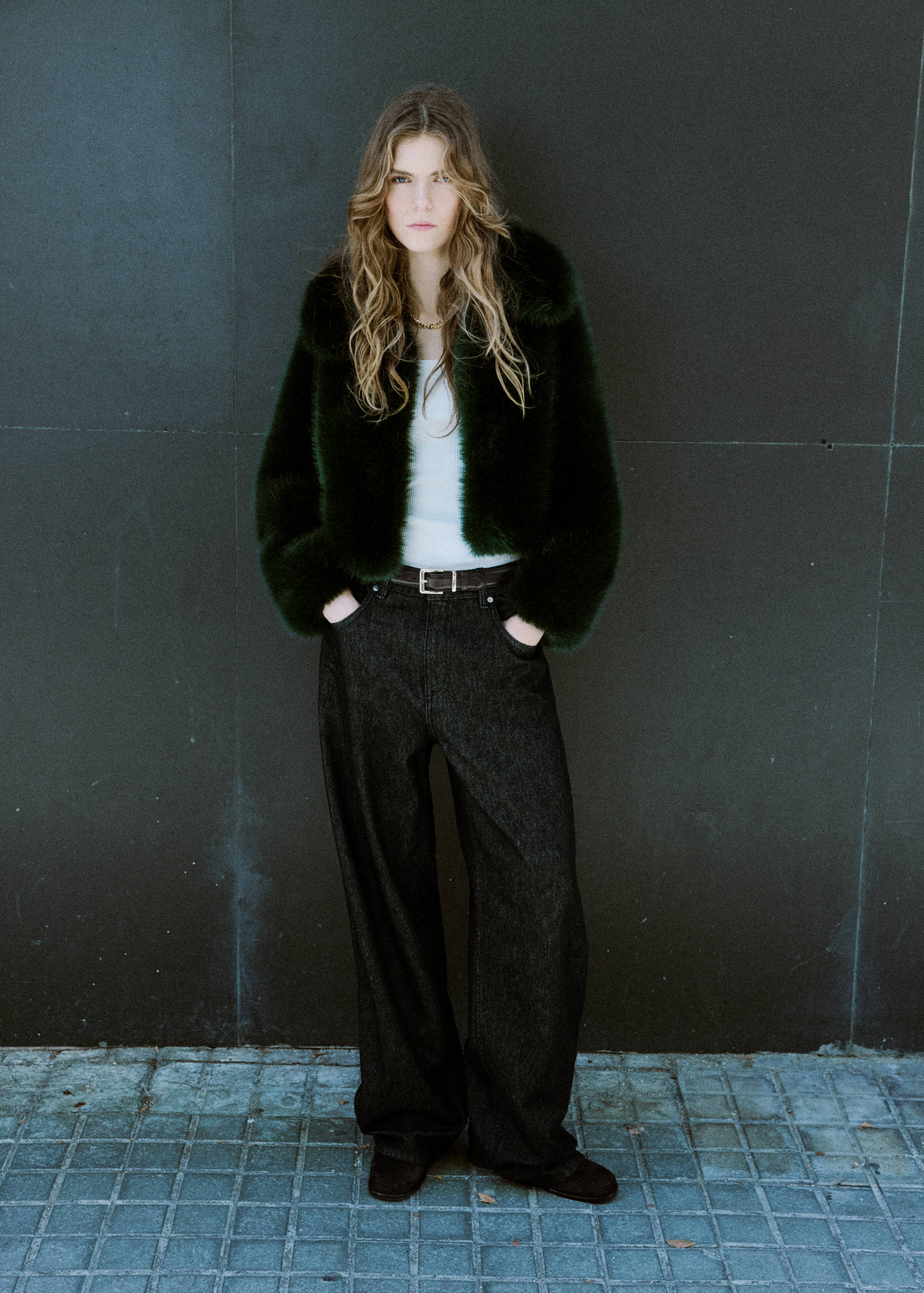Faux-fur cropped jacket - General plane