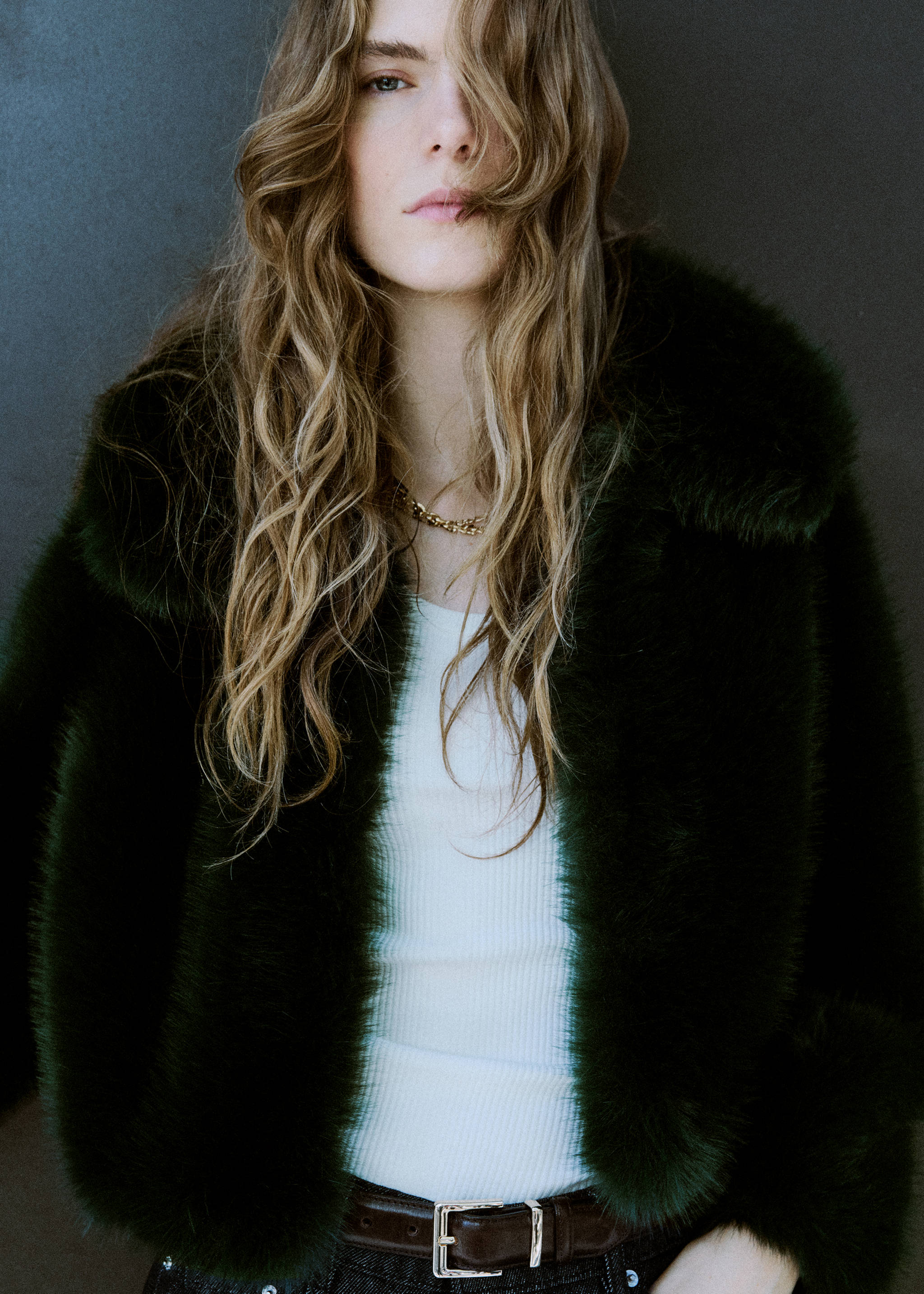 Faux-fur cropped jacket - Medium plane