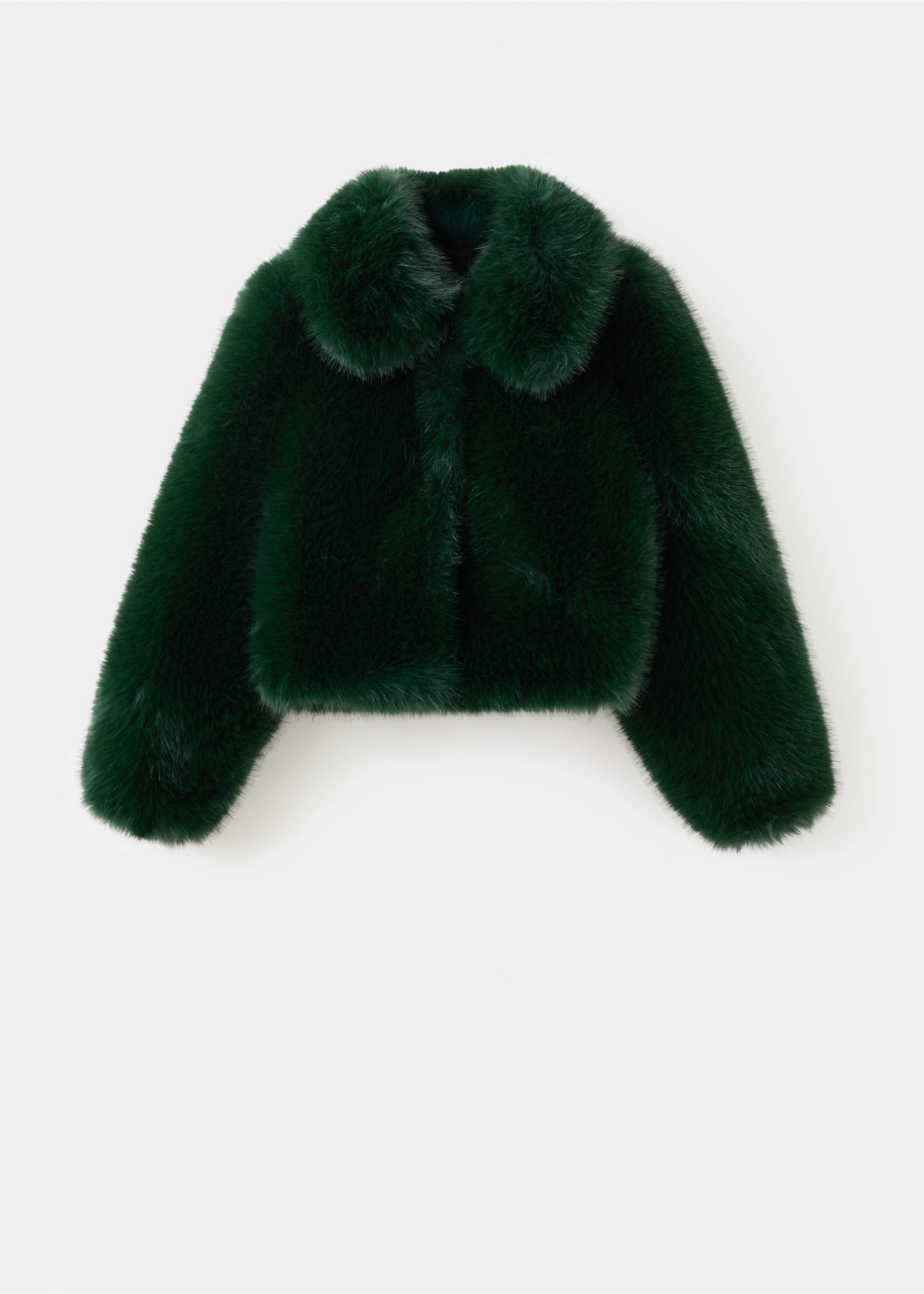 Faux-fur cropped jacket - Article without model, Green. Ref: 17099211-00.