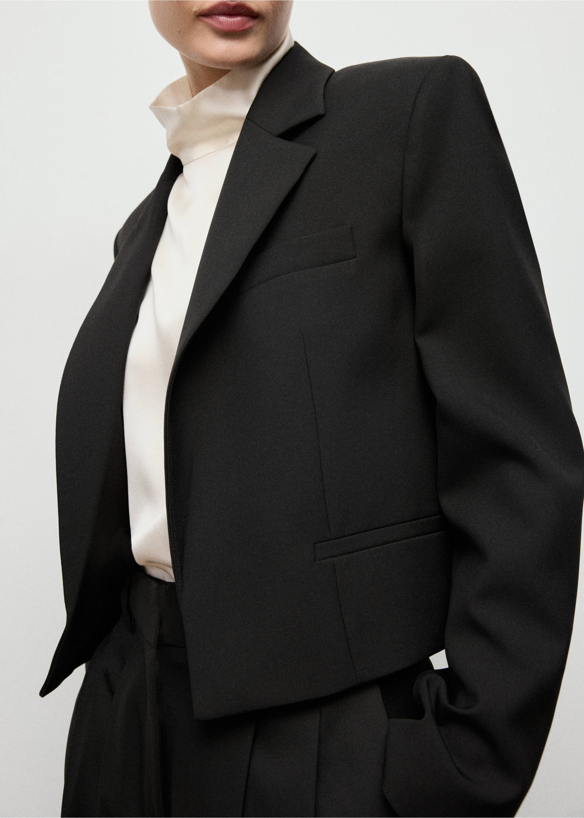 Crop suit blazer - Medium plane, Black. Ref: 17099212-00.