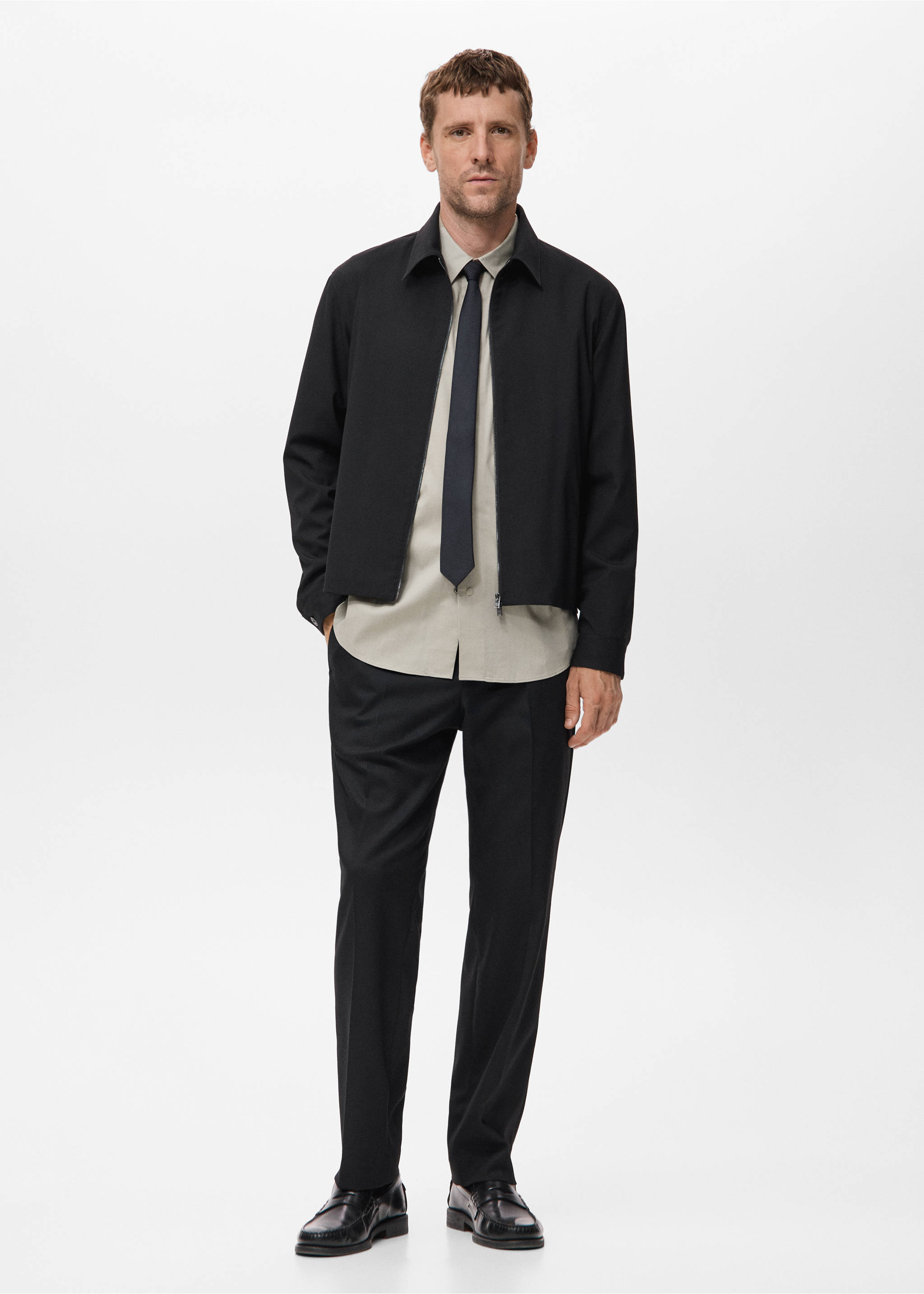Straight-fit jacket with pockets - General plane, Black. Ref: 17099604-00.