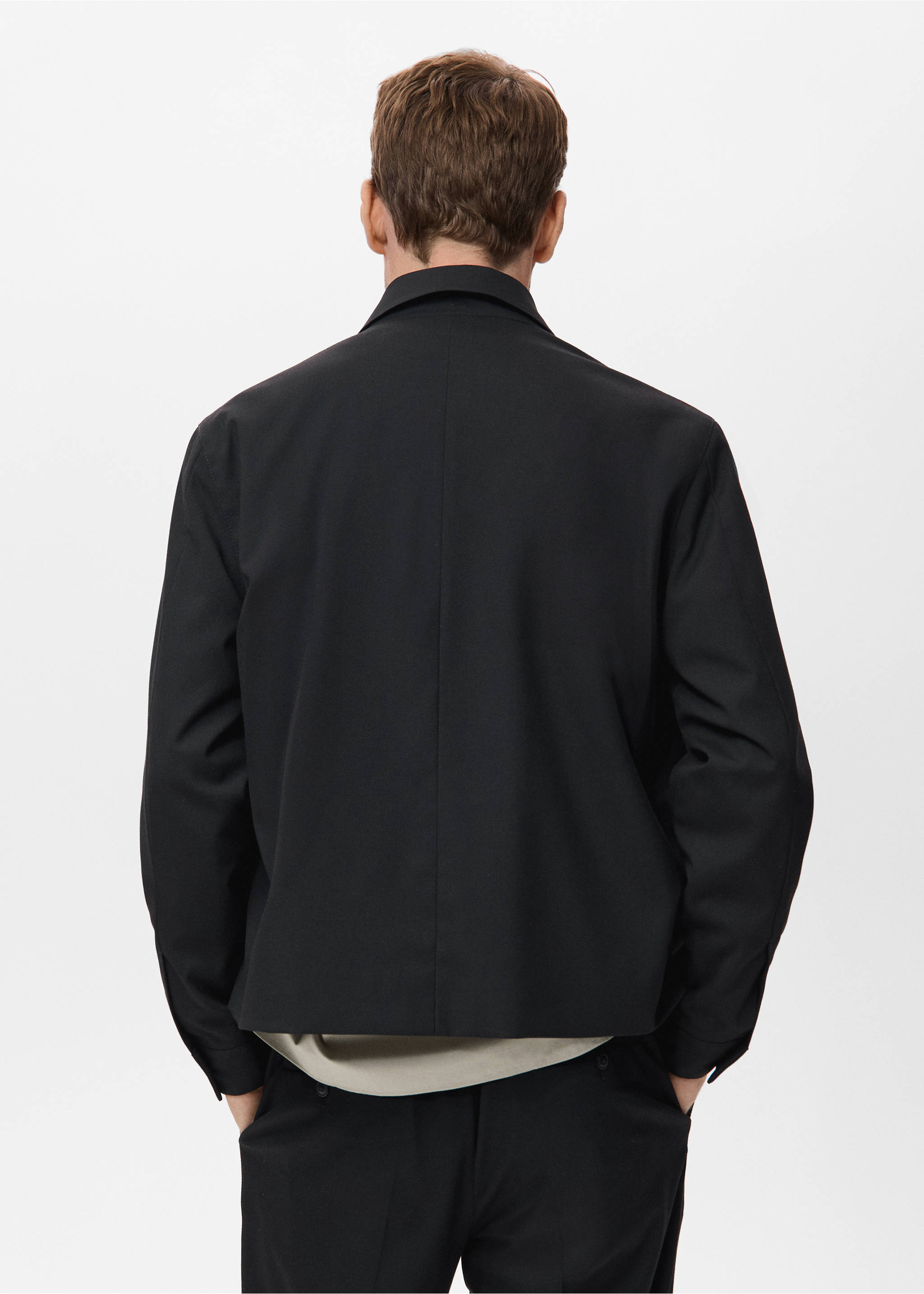 Straight-fit jacket with pockets - Reverse of the article, Black. Ref: 17099604-00.