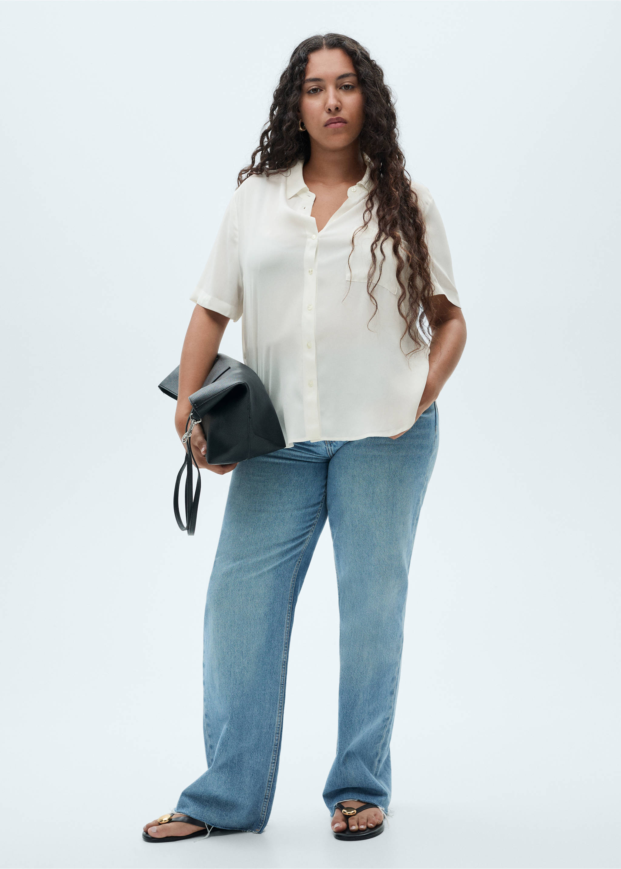 Short sleeve fluid shirt - Details of the article 3, Off White. Ref: 17140346-00.