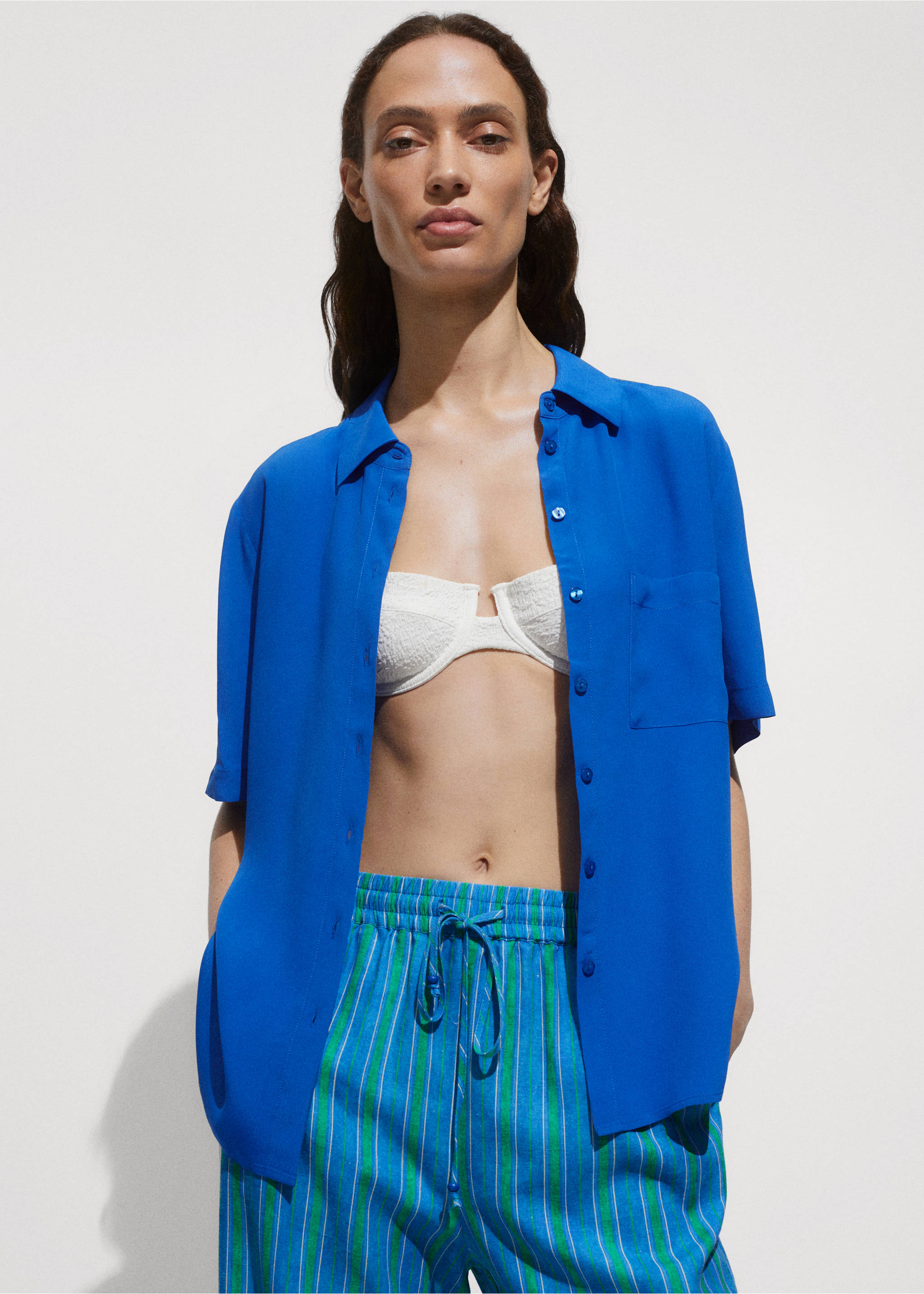 Short sleeve fluid shirt - Medium plane, Blue. Ref: 17140346-00.