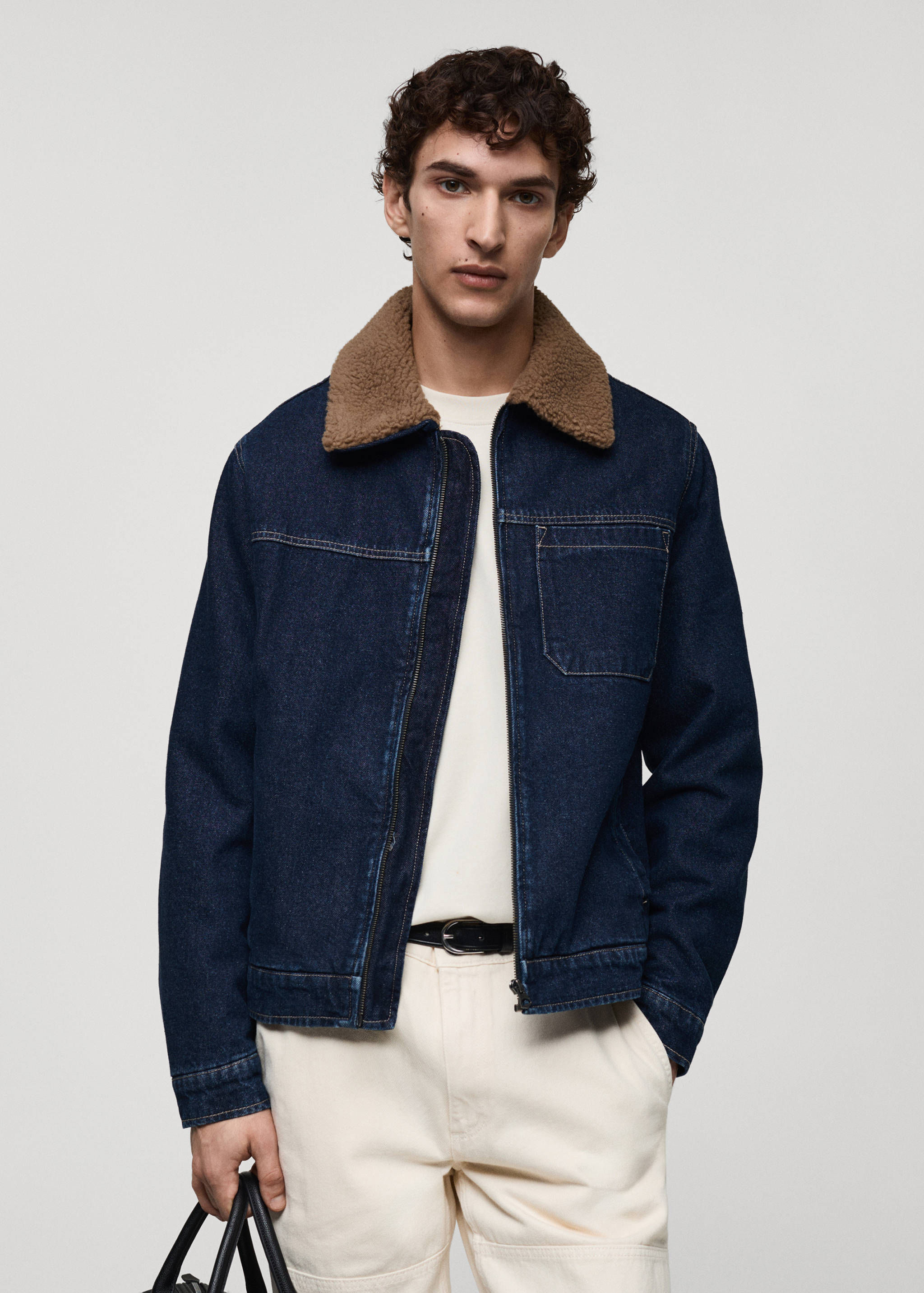 Denim jacket with shearling lining - Medium plane