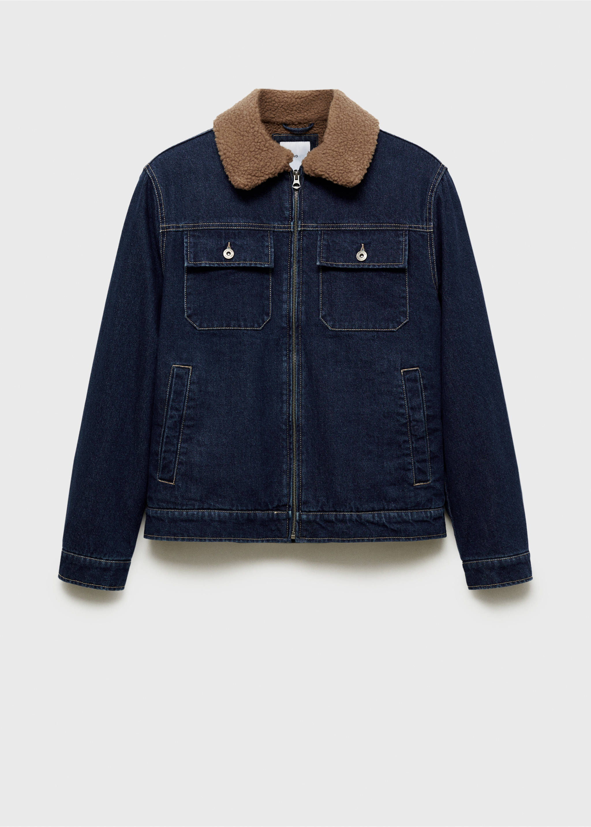 Denim jacket with shearling lining - Article without model, Dark Blue. Ref: 17147916-00.