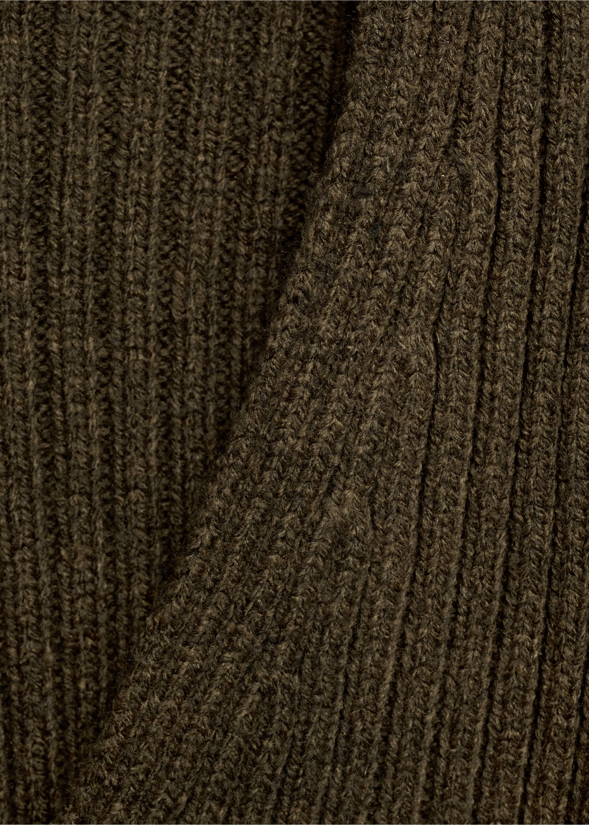 V-neck ribbed cardigan - Details of the article 0, Khaki. Ref: 17179060-00.