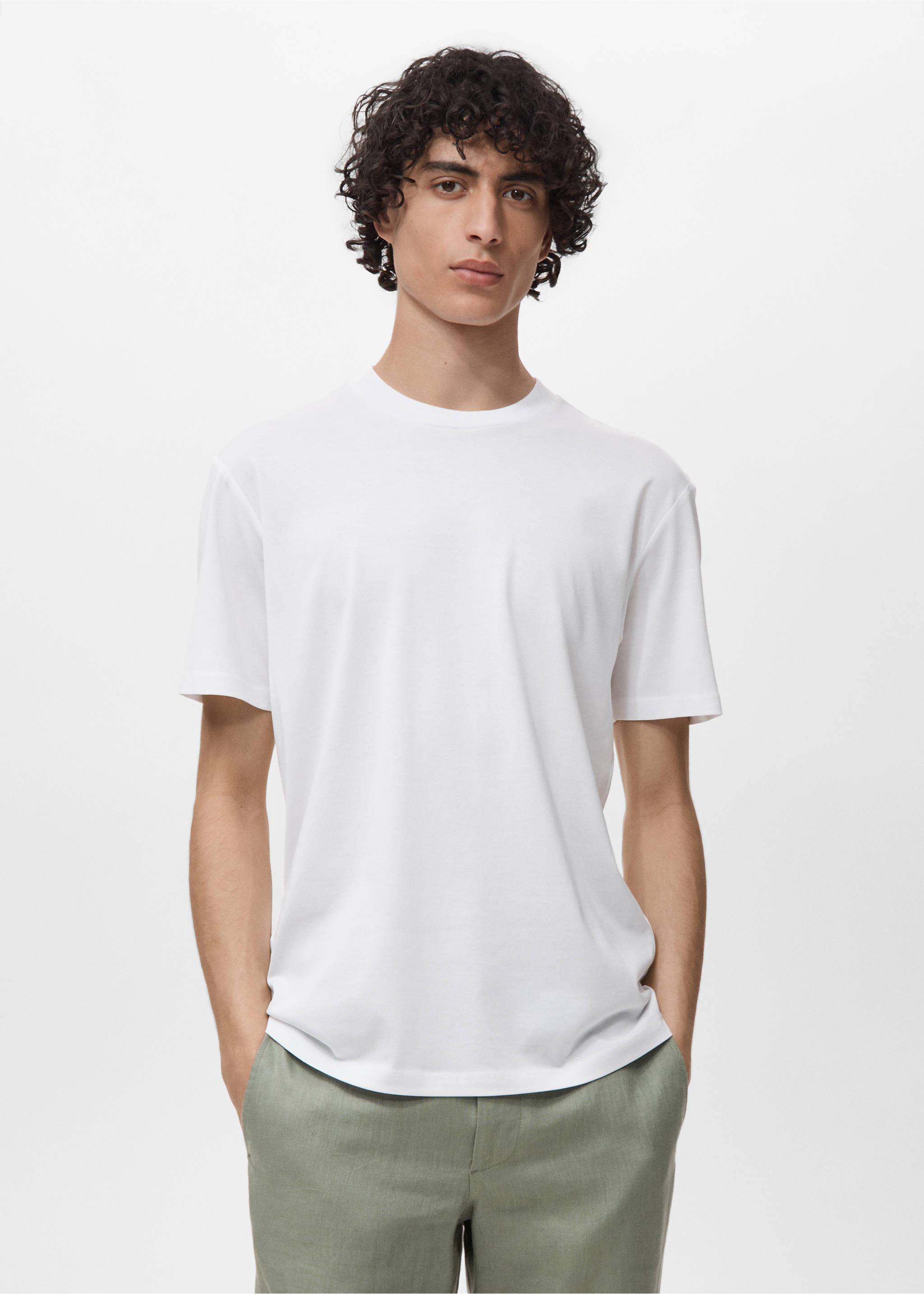 100% cotton T-shirt regular fit - Medium plane, White. Ref: 17860293-00.