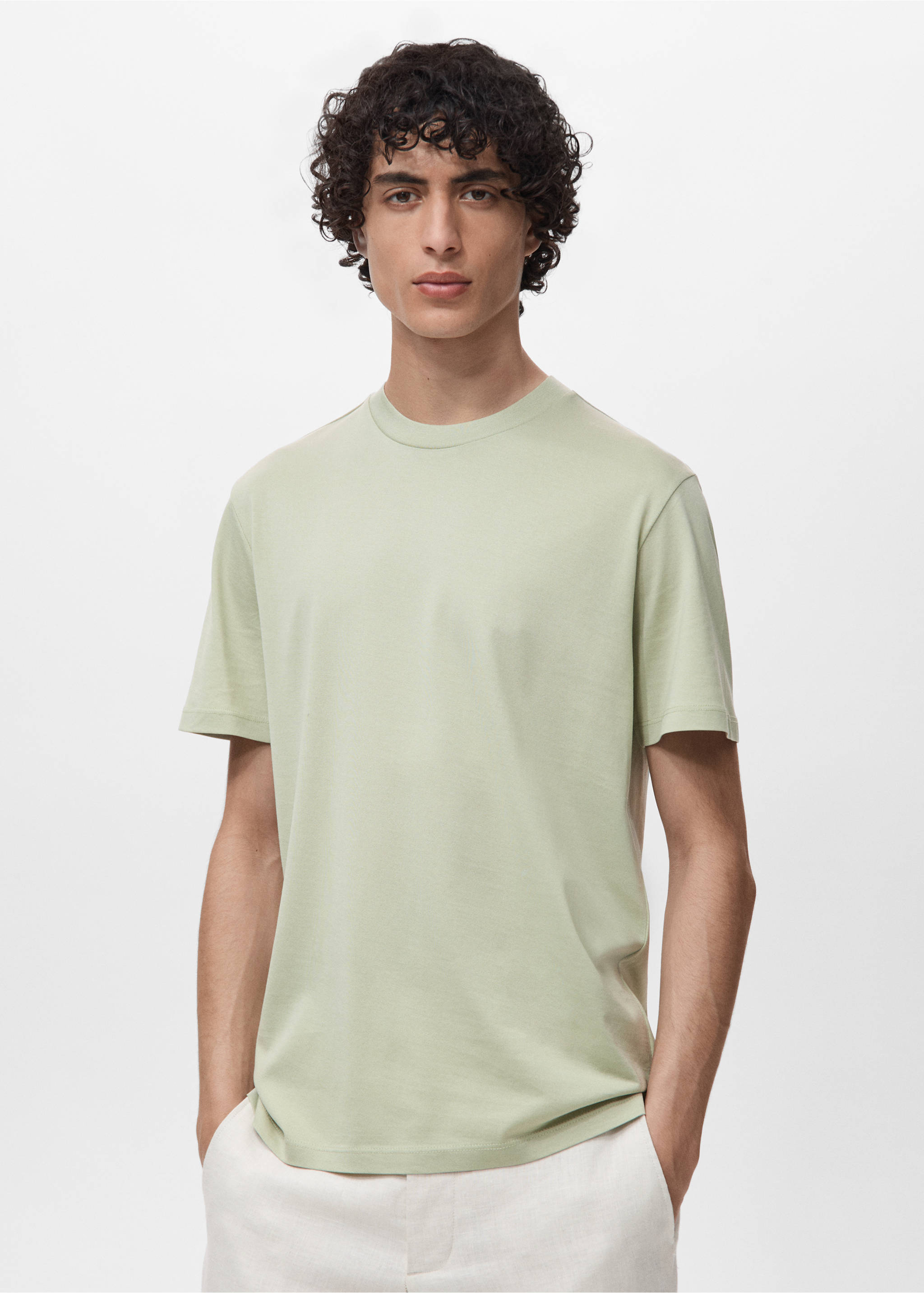 T-shirt 100 % coton regular-fit - Plan moyen, Vert menthe. Ref: 17860293-00.