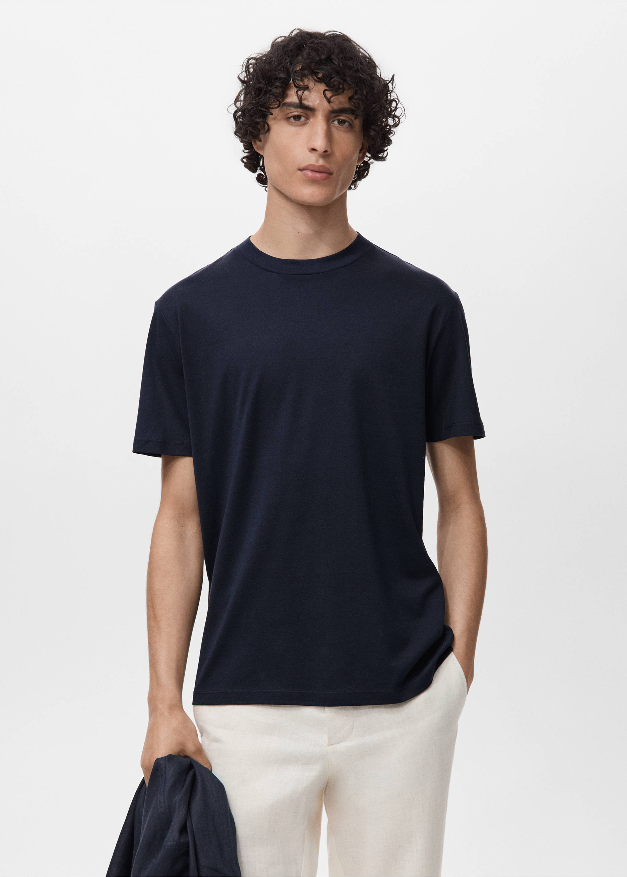 100% cotton T-shirt regular fit - Medium plane, Navy. Ref: 17860293-00.