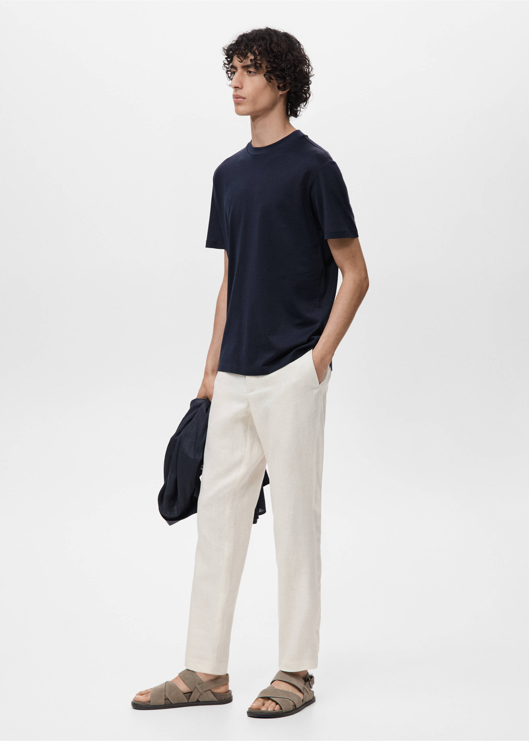 100% cotton T-shirt regular fit - Details of the article 2, Navy. Ref: 17860293-00.