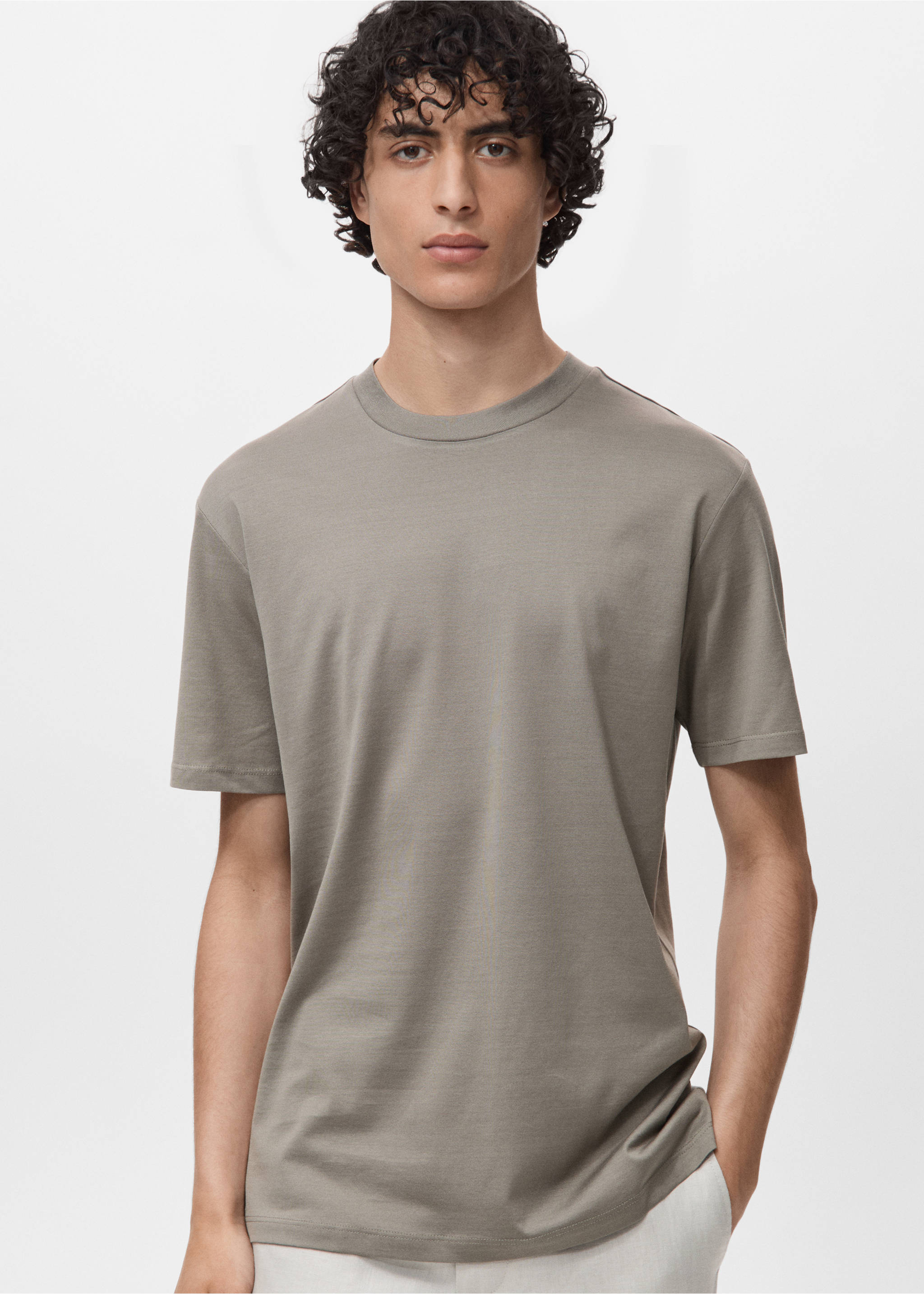 Samarreta 100% cotó regular fit - Pla mig, Gris. Ref: 17860293-00.