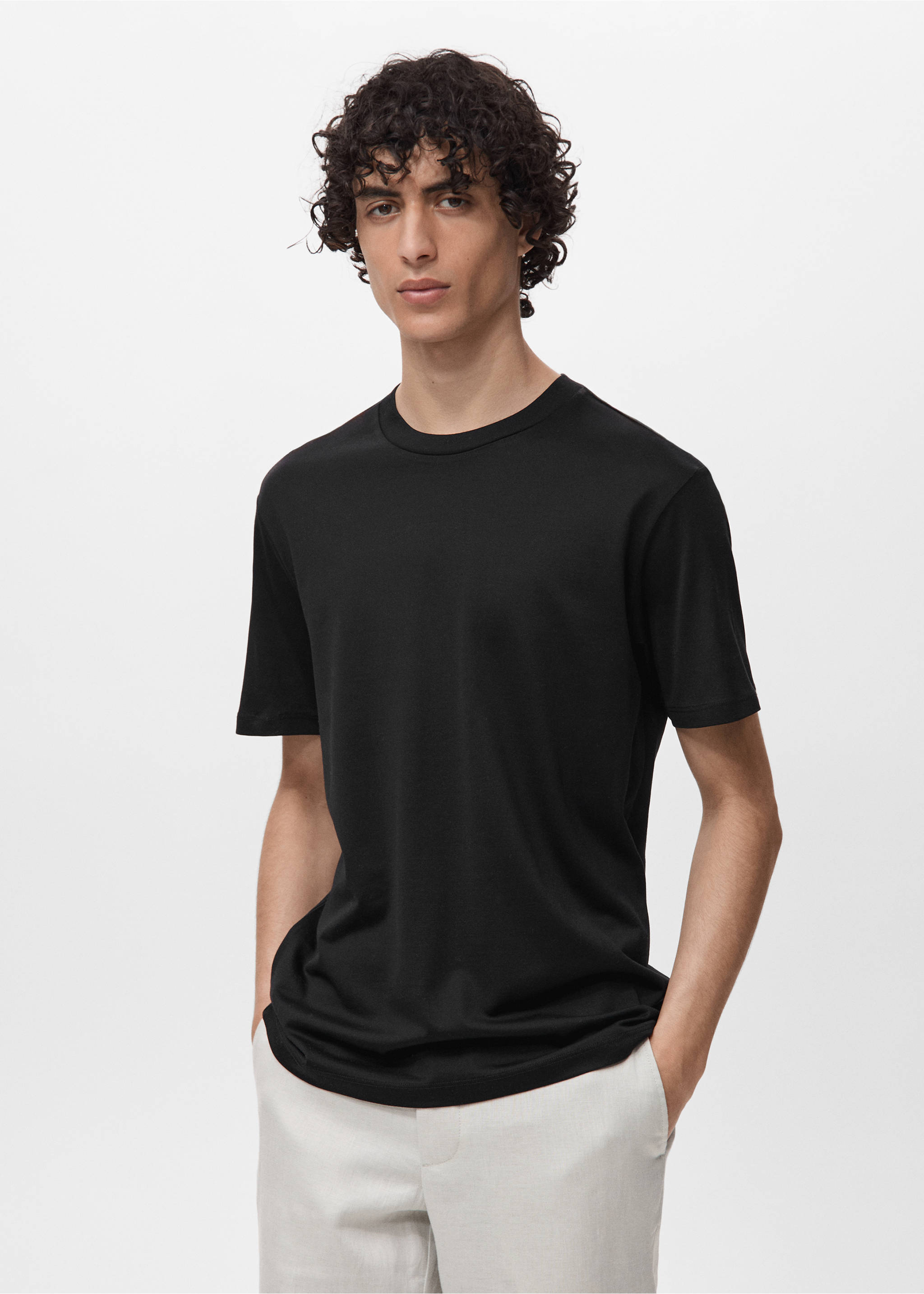 100% cotton T-shirt regular fit - Medium plane, Black. Ref: 17860293-00.