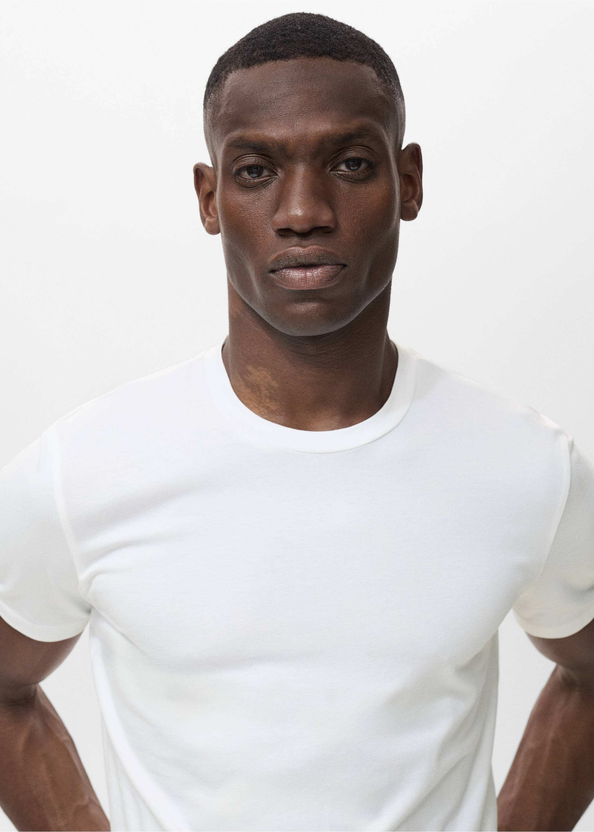 Stretch cotton T-shirt - Details of the article 1, White. Ref: 17911506-00.