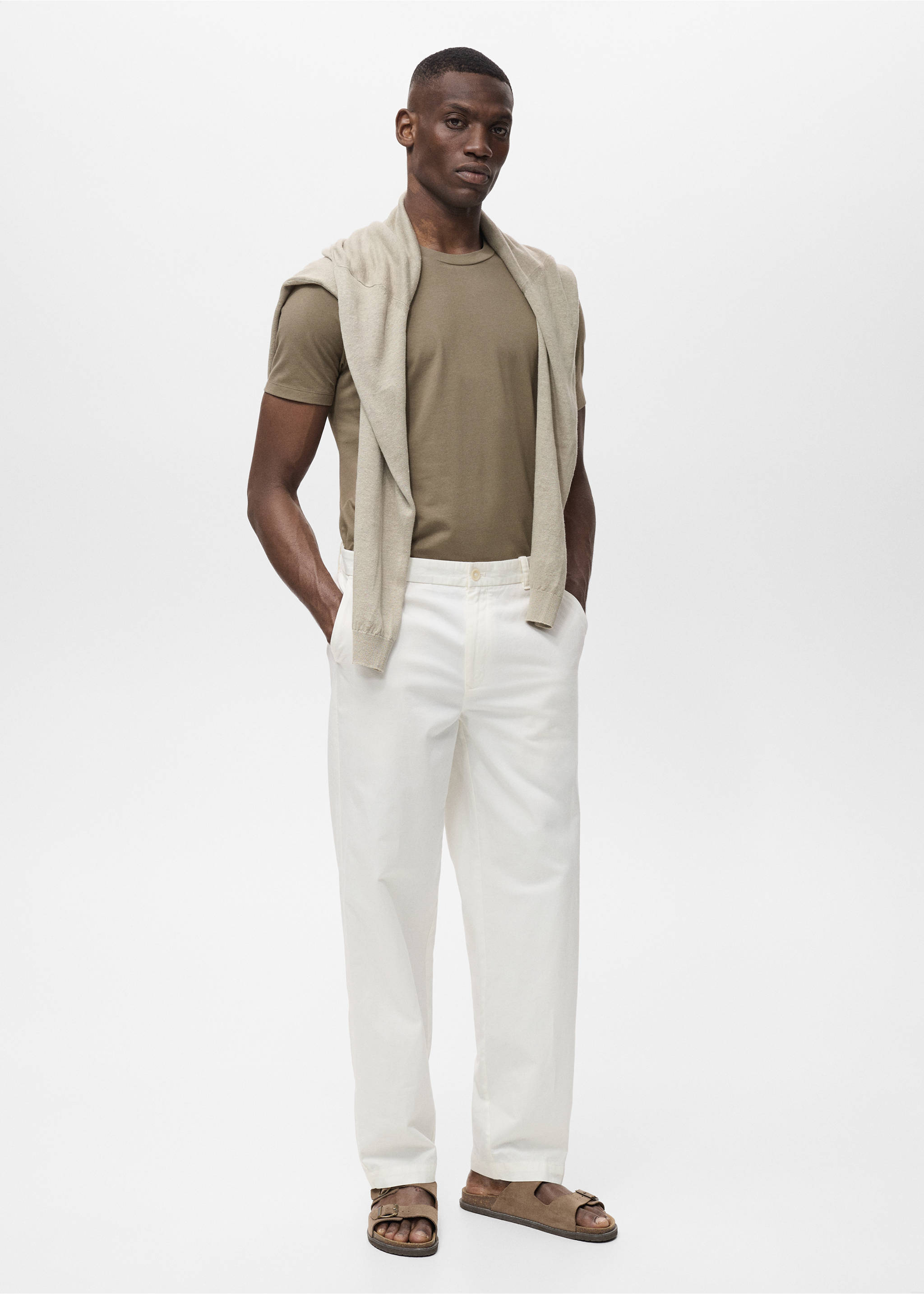 T-shirt algodão stretch - Plano geral, Cinzento-visom. Ref: 17911506-00.