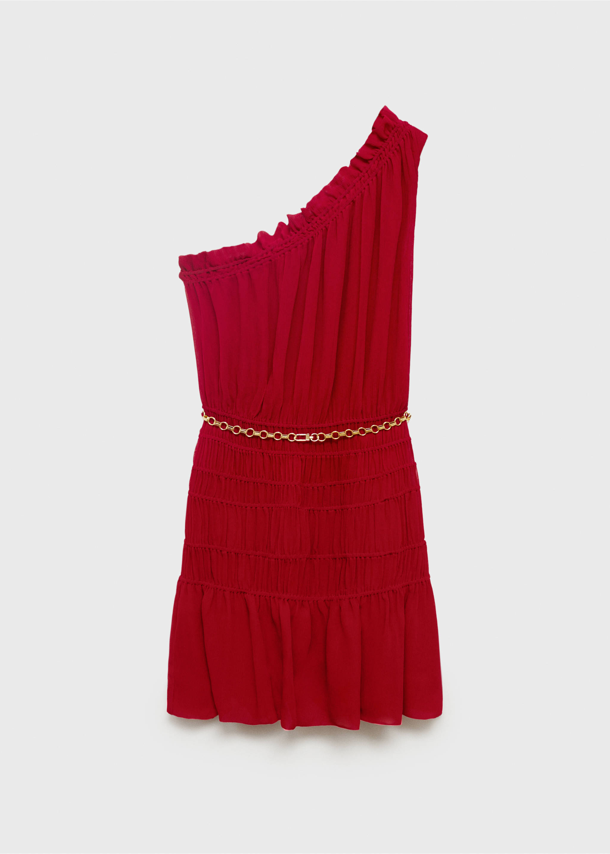 Asymmetrical gathered dress with belt - Article without model, Wine. Ref: 17971279-00.