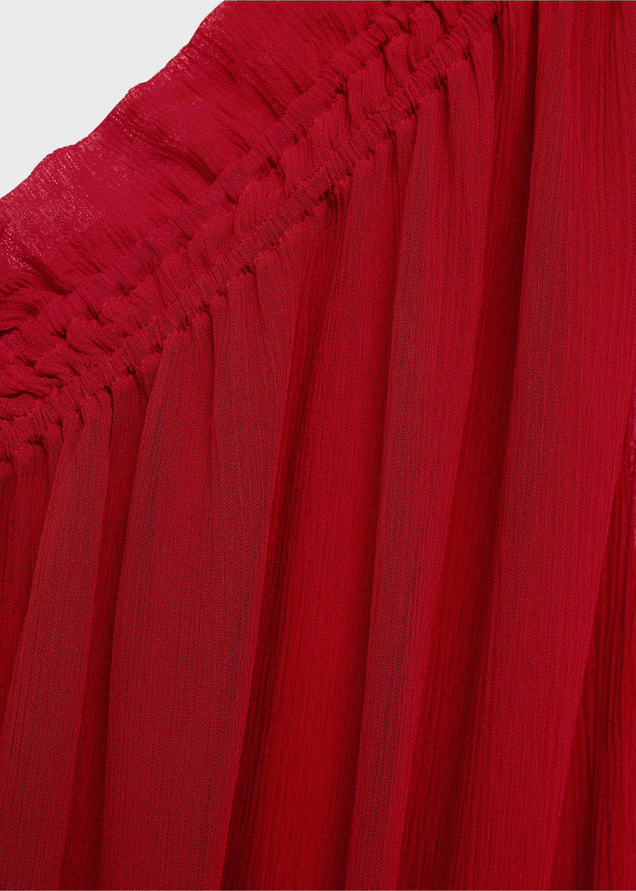 Asymmetrical gathered dress with belt - Details of the article 8, Wine. Ref: 17971279-00.