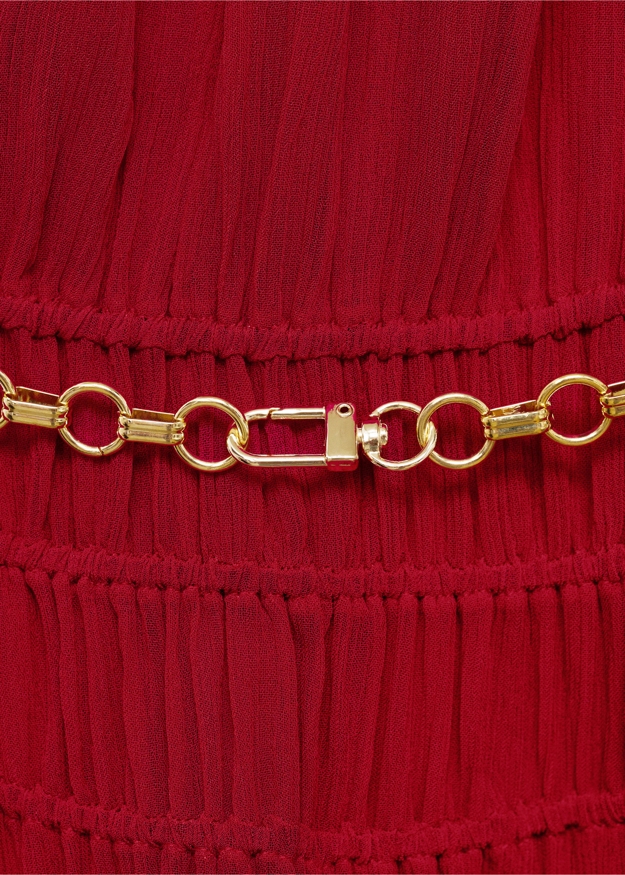 Asymmetrical gathered dress with belt - Details of the article 0, Wine. Ref: 17971279-00.