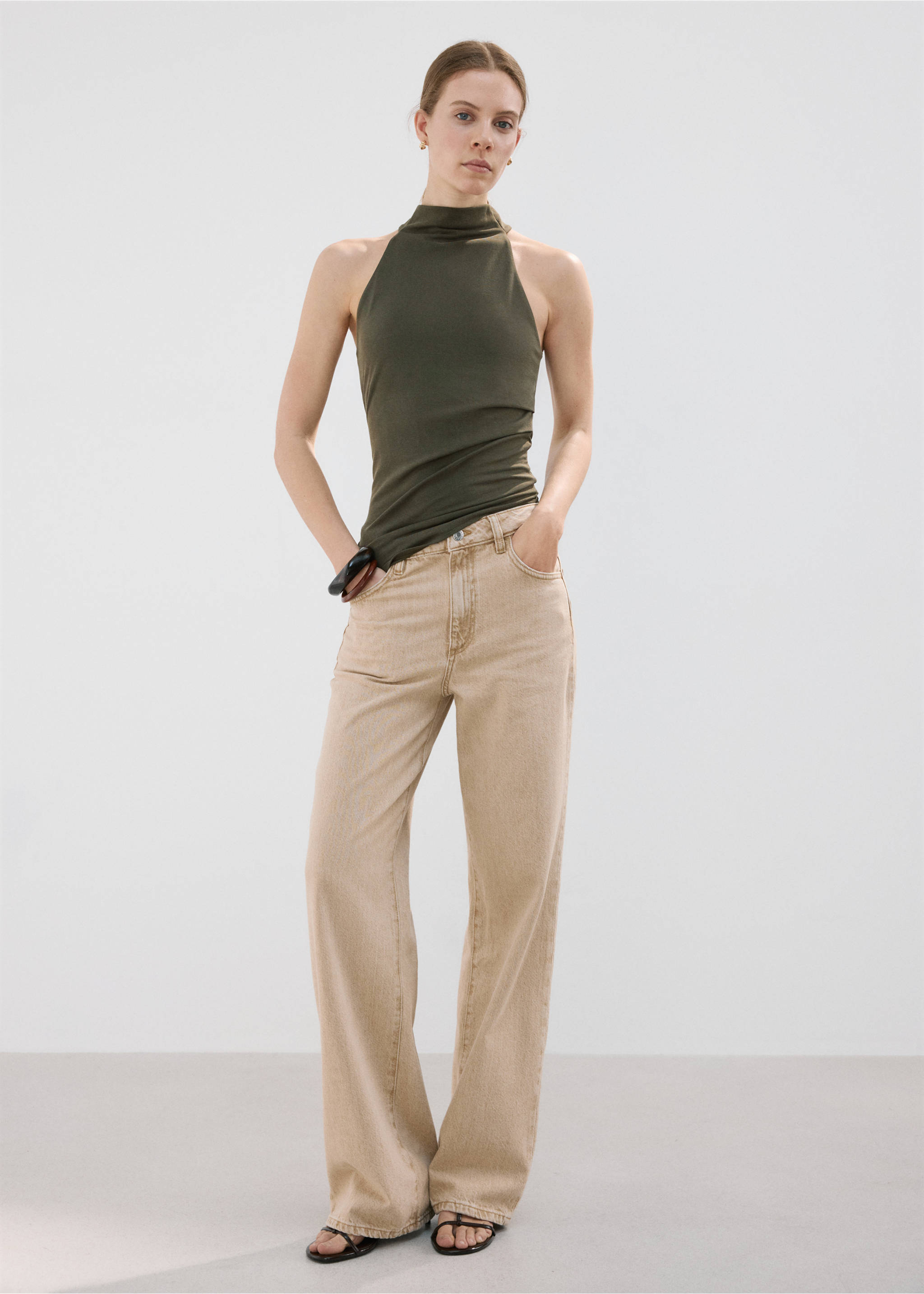 Τζιν Danila wide leg ψηλόμεσο - Γενικό πλάνο, Άμμος. Ref: 27001246-00.