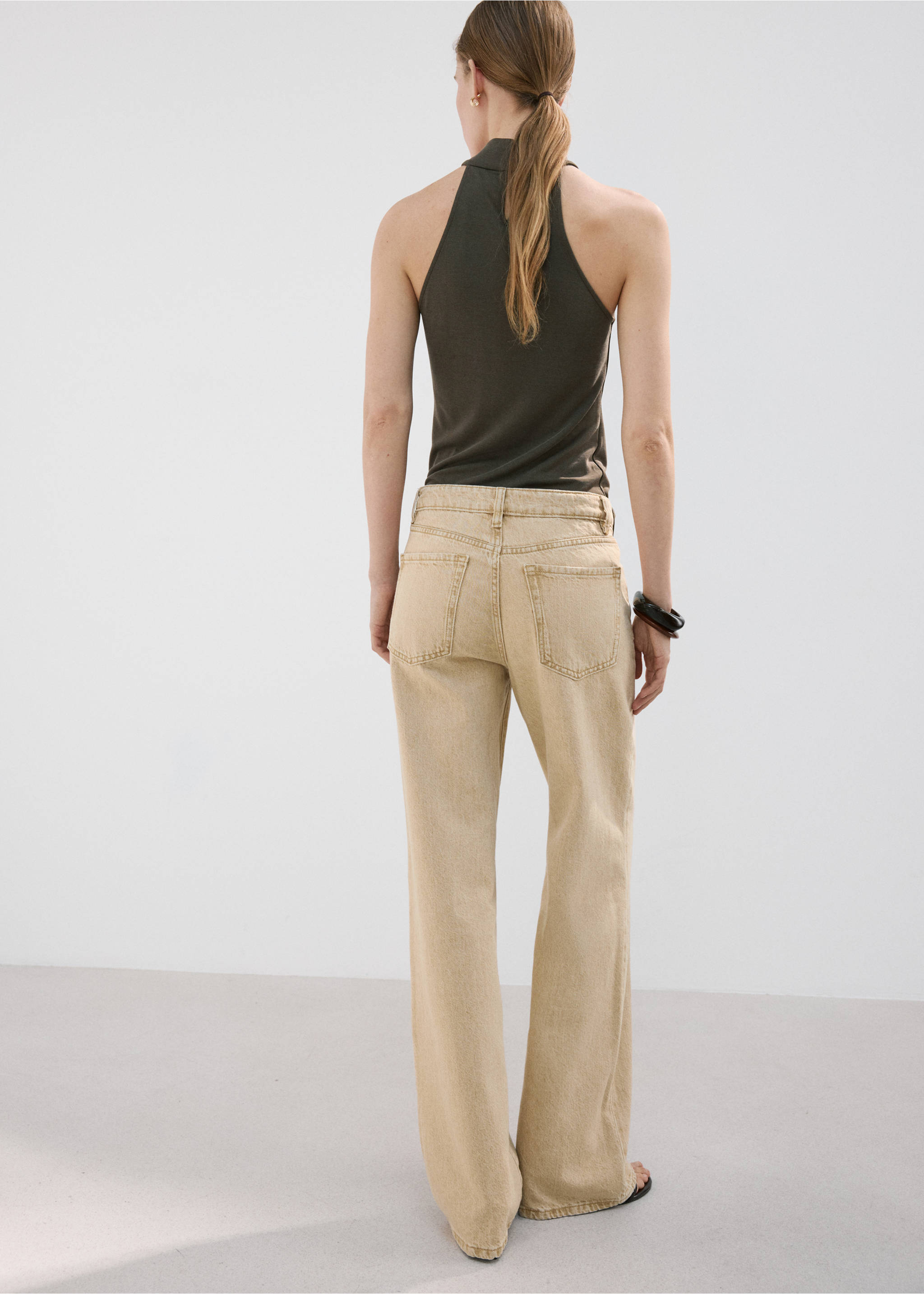 Τζιν Danila wide leg ψηλόμεσο - Πίσω όψη προϊόντος, Άμμος. Ref: 27001246-00.