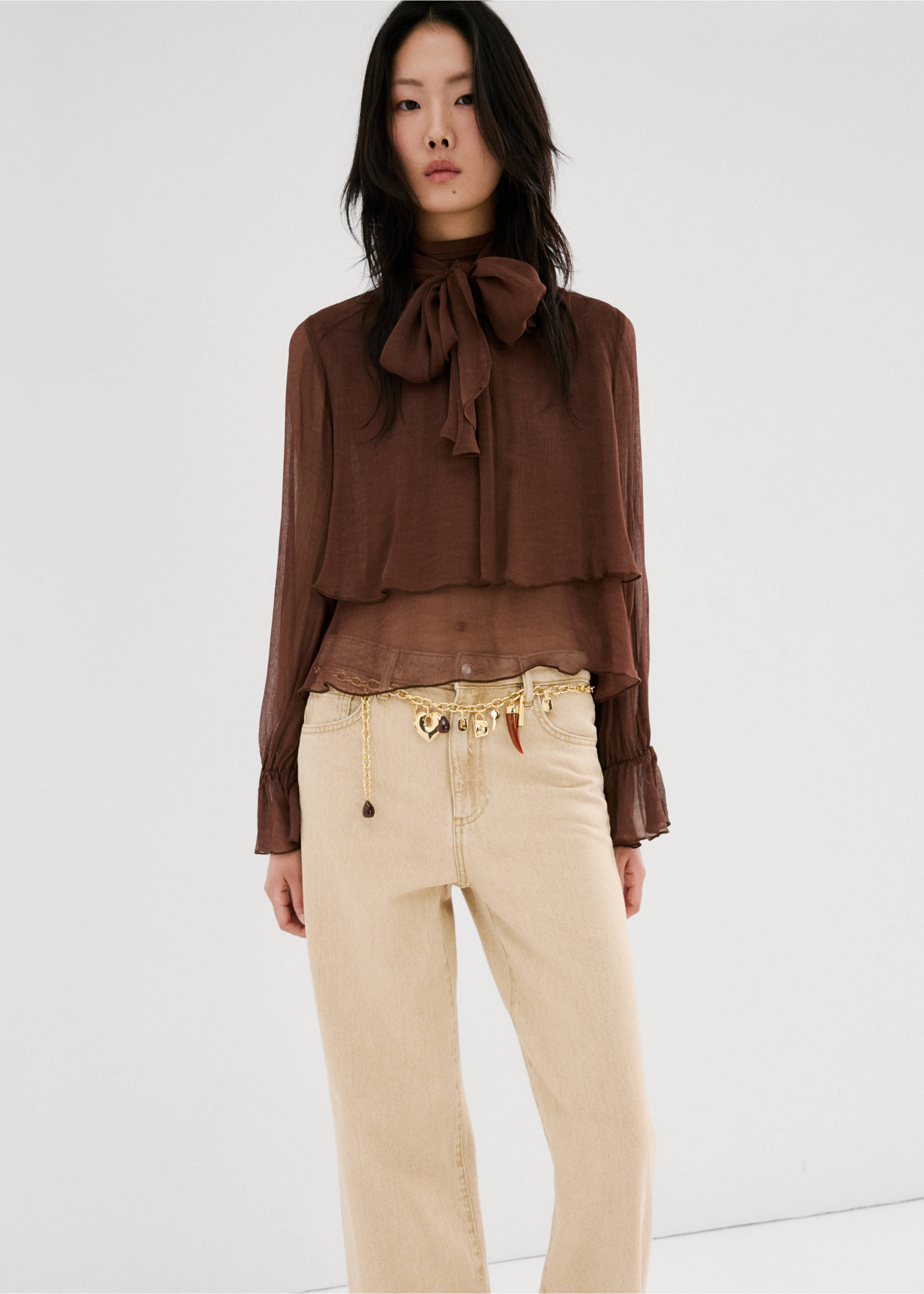 Τζιν Danila wide leg ψηλόμεσο - Λεπτομέρεια του προϊόντος 3, Άμμος. Ref: 27001246-00.
