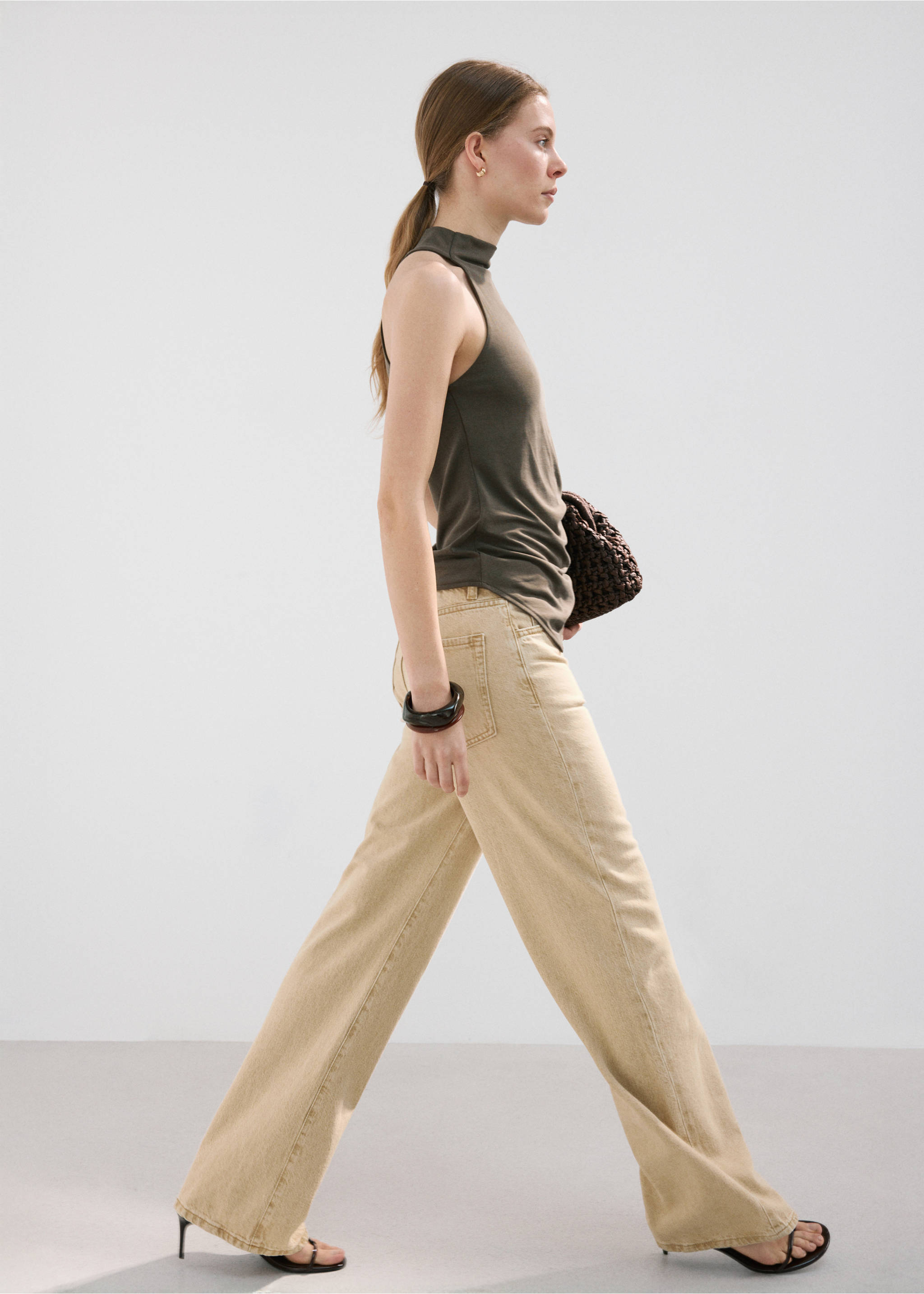 Τζιν Danila wide leg ψηλόμεσο - Λεπτομέρεια του προϊόντος 2, Άμμος. Ref: 27001246-00.