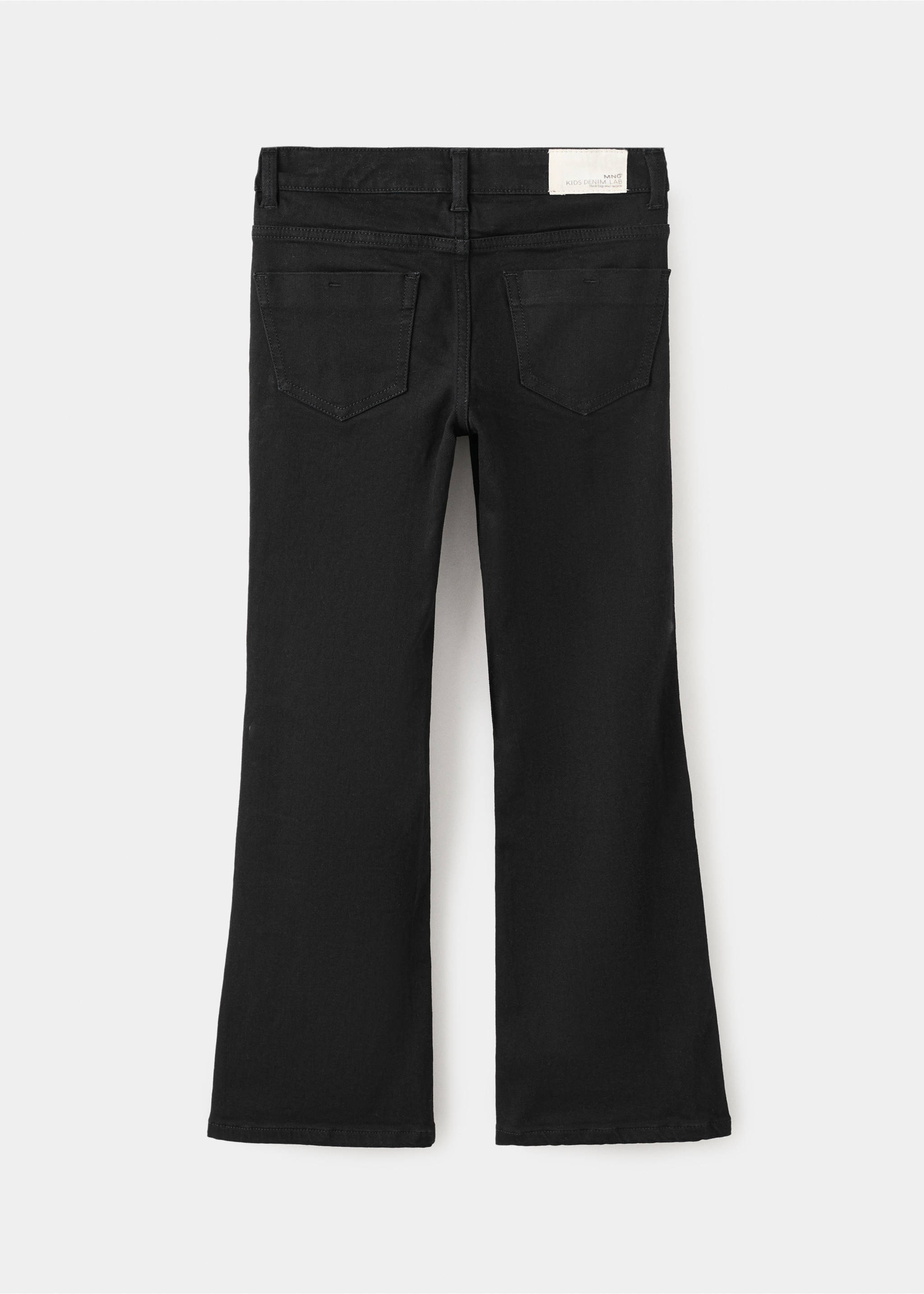 Black flared trousers shown from the back., Black denim. Ref: 27001257-00.