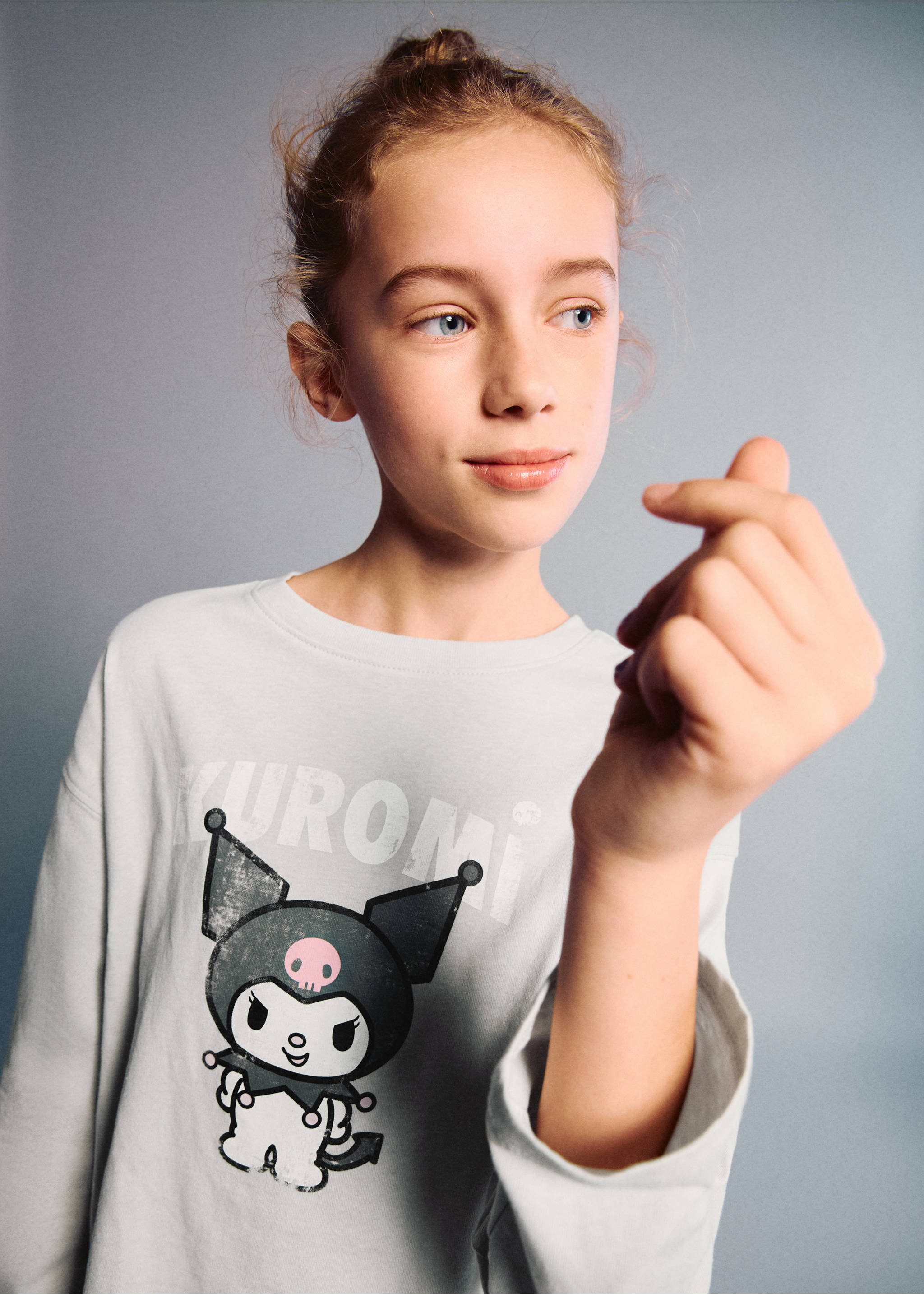 T-shirt Kuromi - Plan moyen, Gris. Ref: 27001324-00.