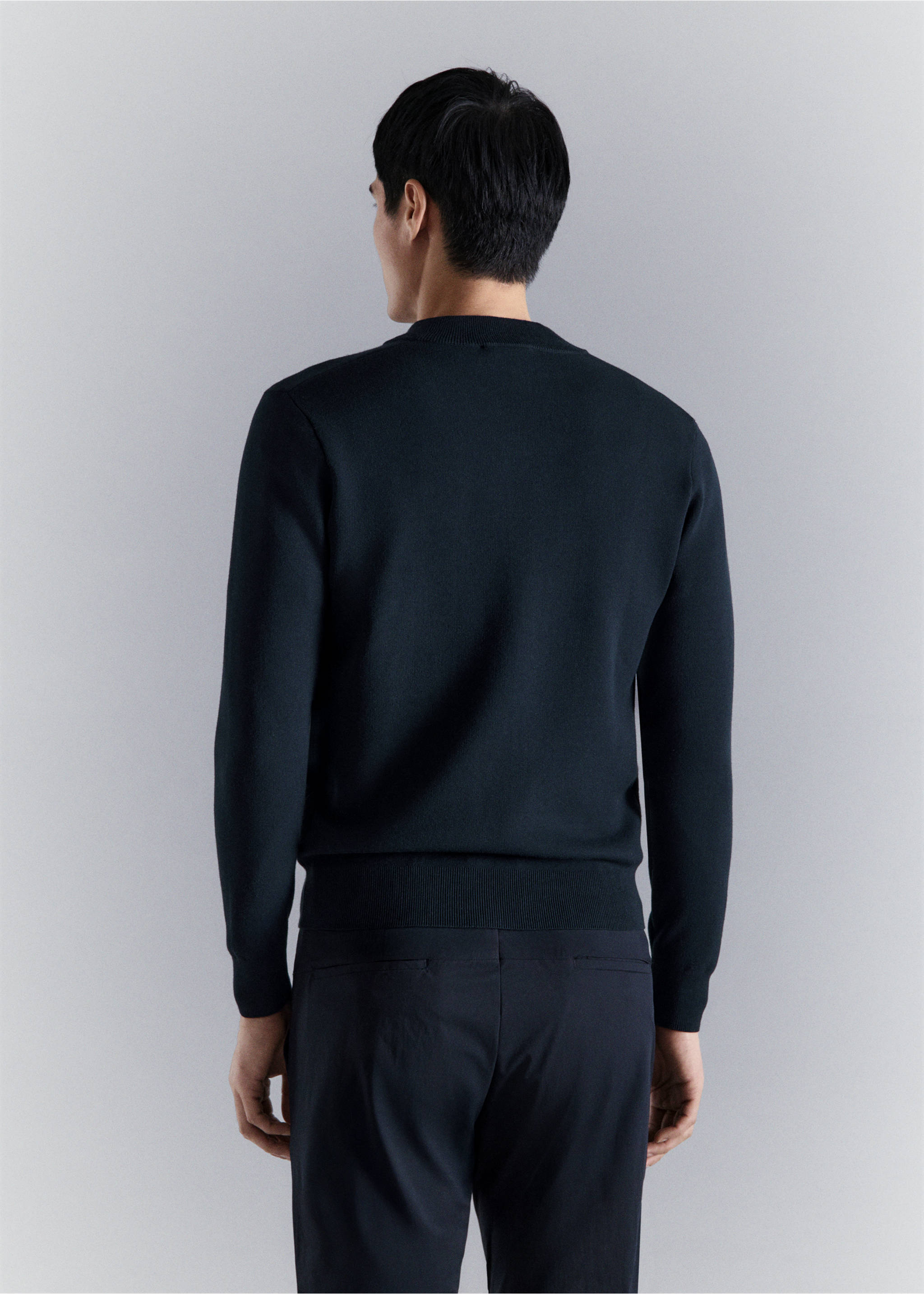 Pull confort extensible à zip - Verso de l’article, Bleu marine. Ref: 27004430-00.