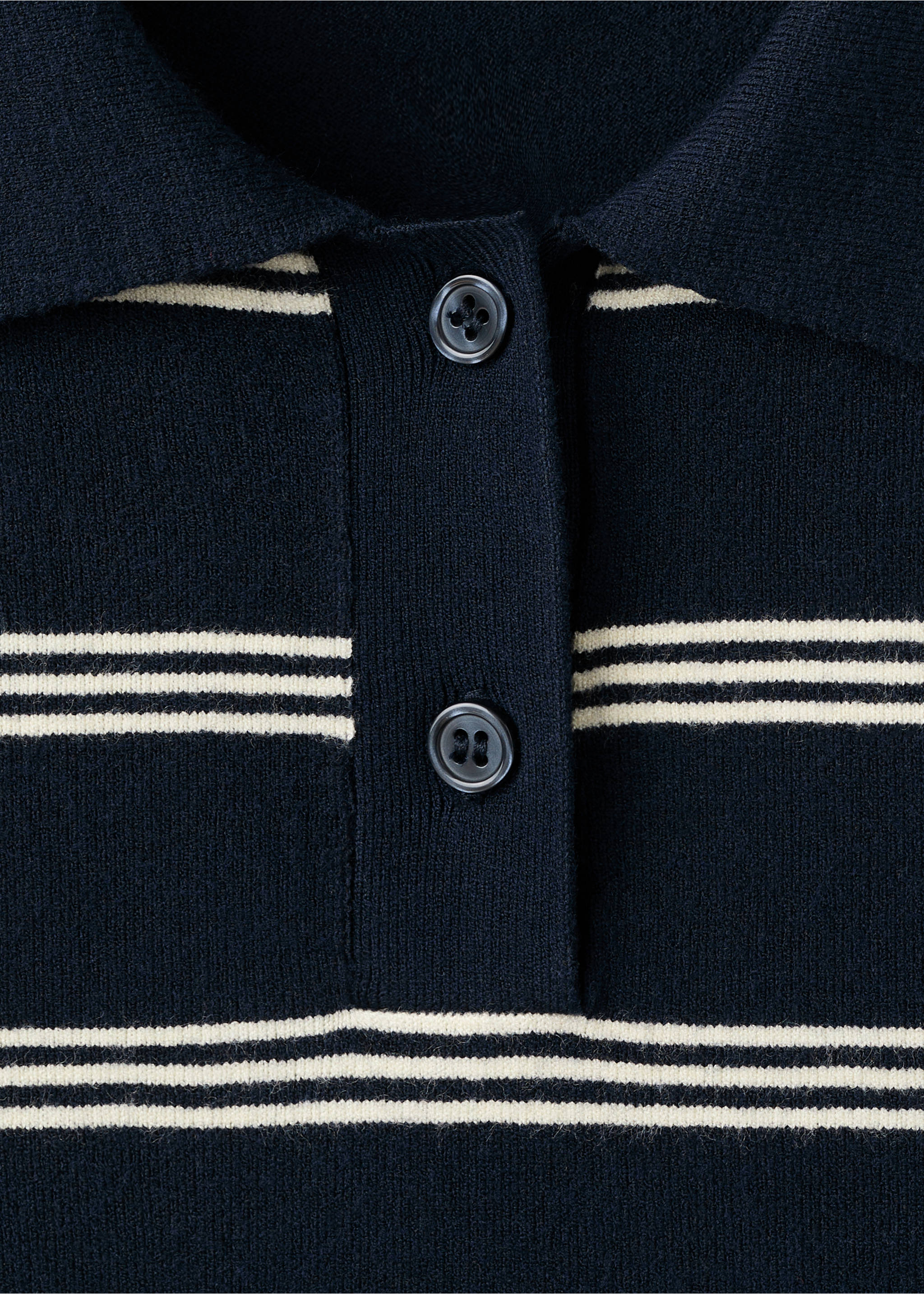 Jersei ratlles coll polo - Detall de l'article 8, Blau marí. Ref: 27004778-00.