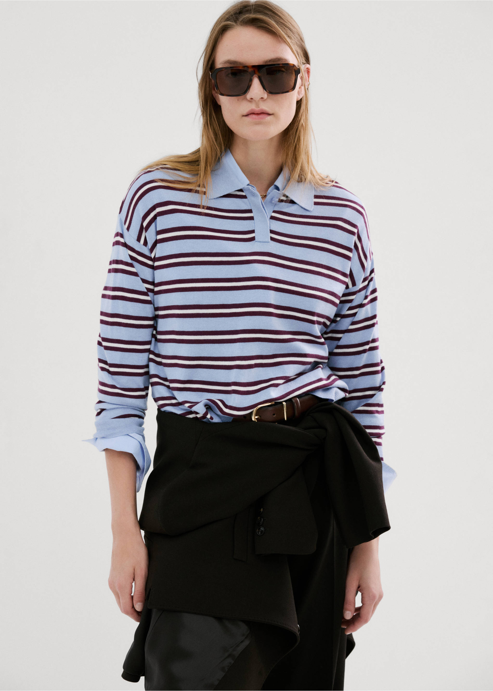 Jersei ratlles coll polo - Pla mig, Blau cel. Ref: 27004779-00.