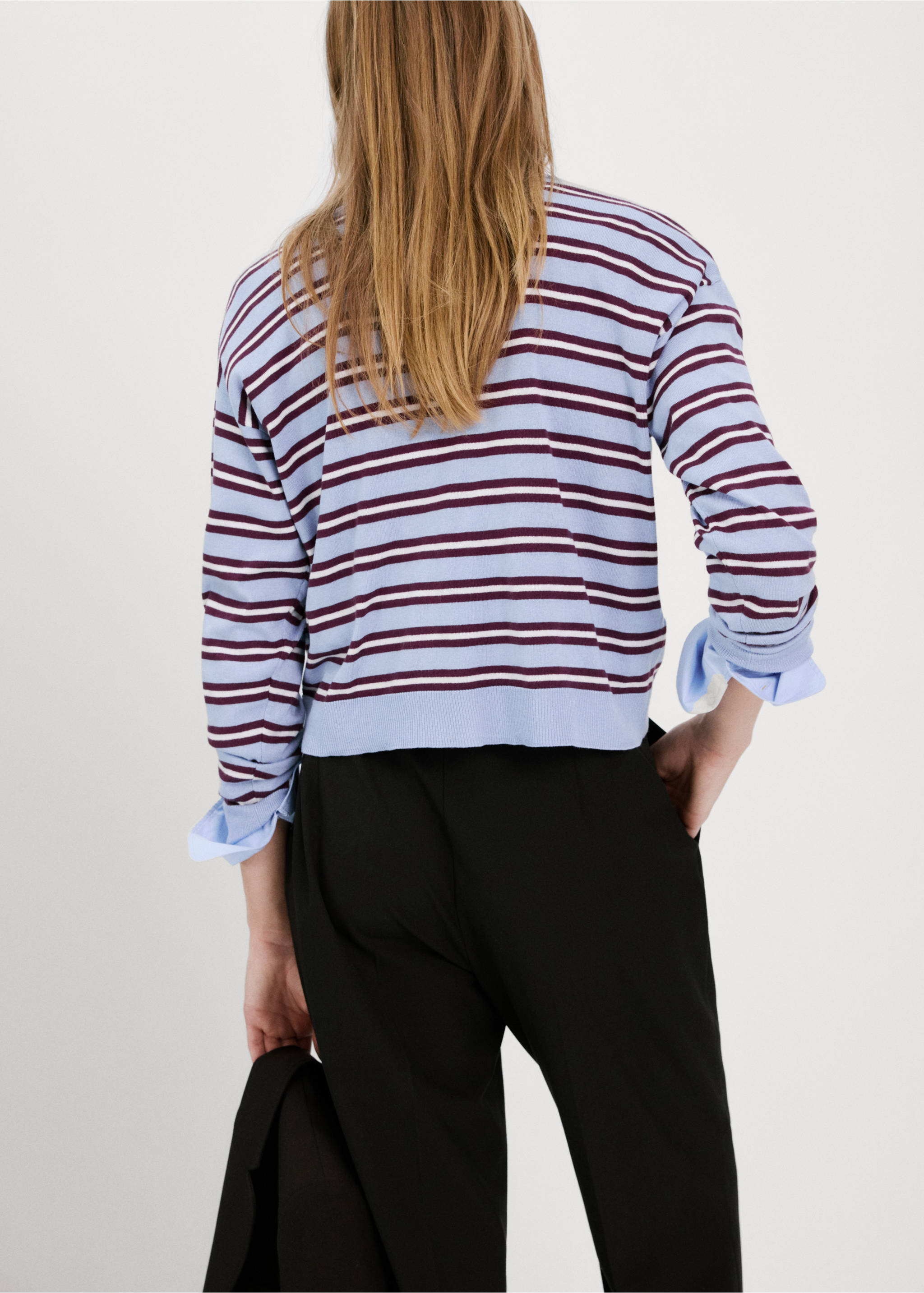 Jersei ratlles coll polo - Revers de l'article, Blau cel. Ref: 27004779-00.