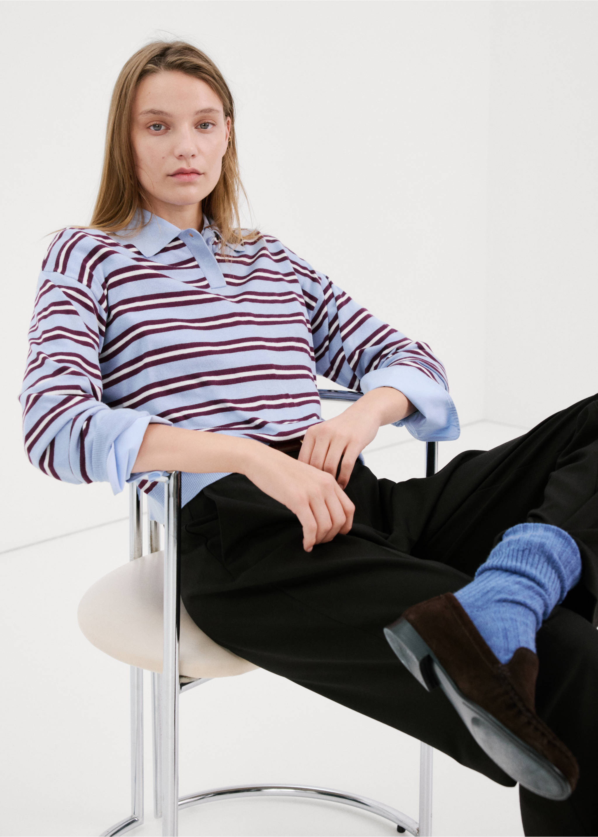 Jersei ratlles coll polo - Detall de l'article 2, Blau cel. Ref: 27004779-00.