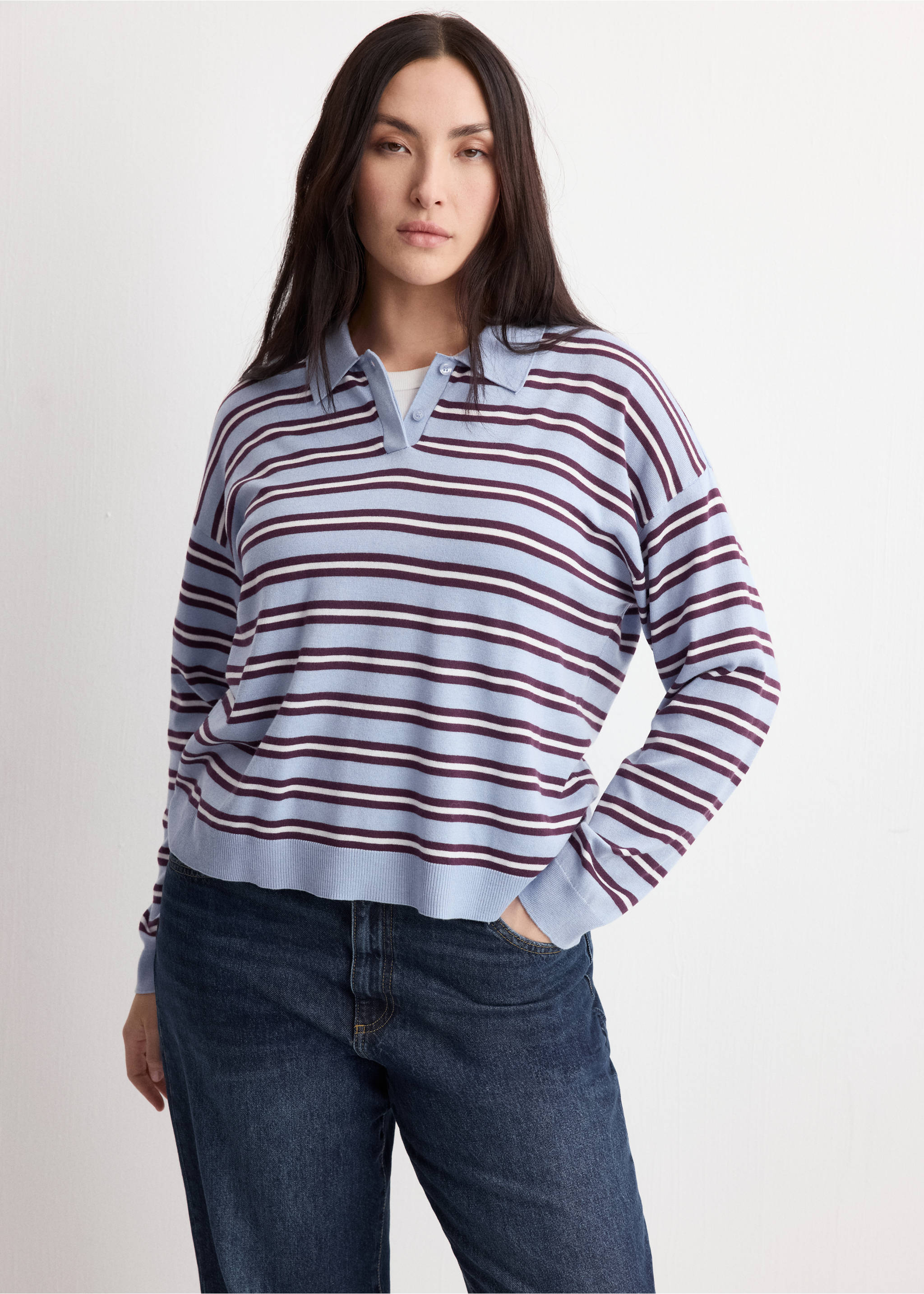 Jersei ratlles coll polo - Detall de l'article 5, Blau cel. Ref: 27004779-00.