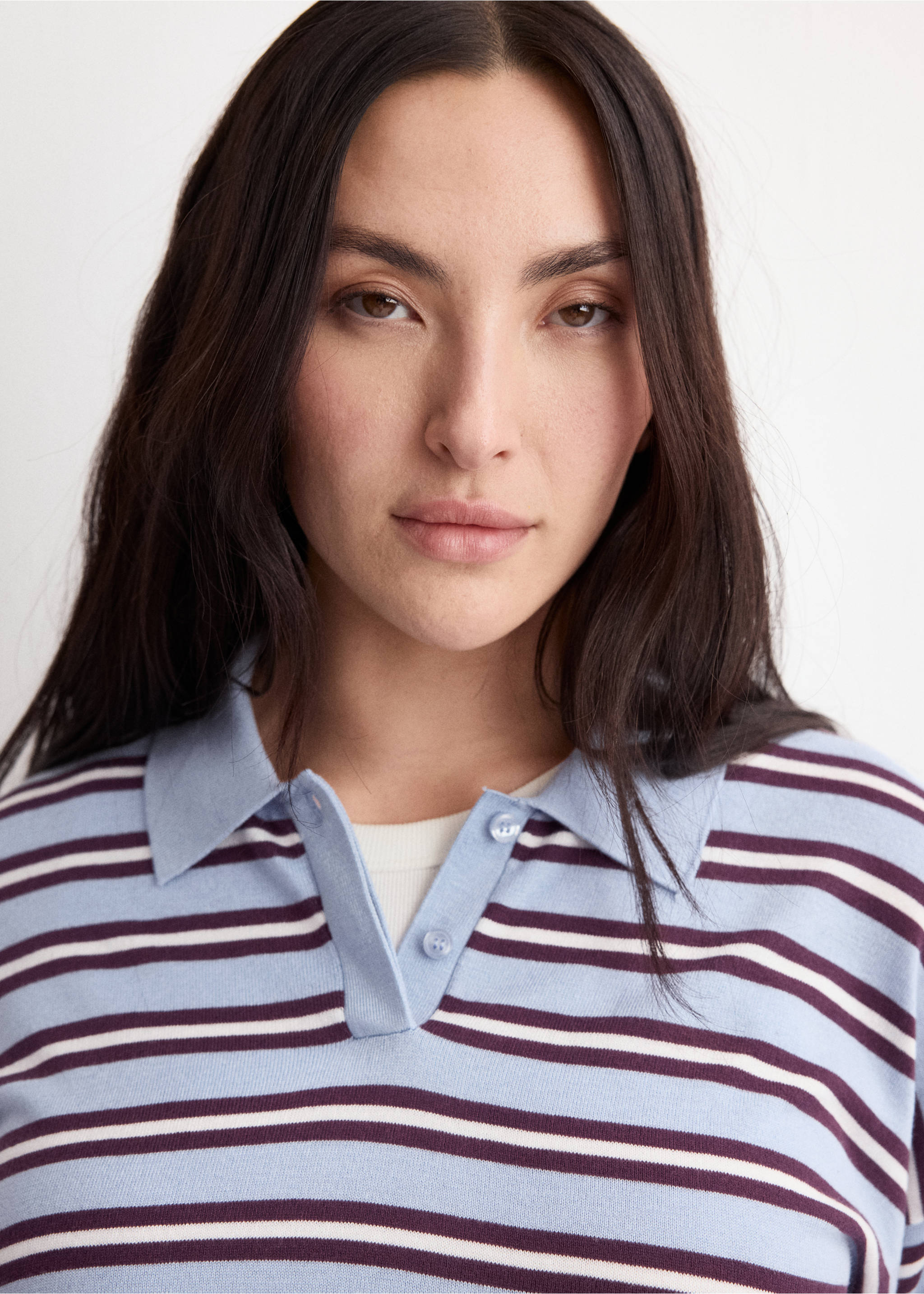 Jersei ratlles coll polo - Detall de l'article 4, Blau cel. Ref: 27004779-00.