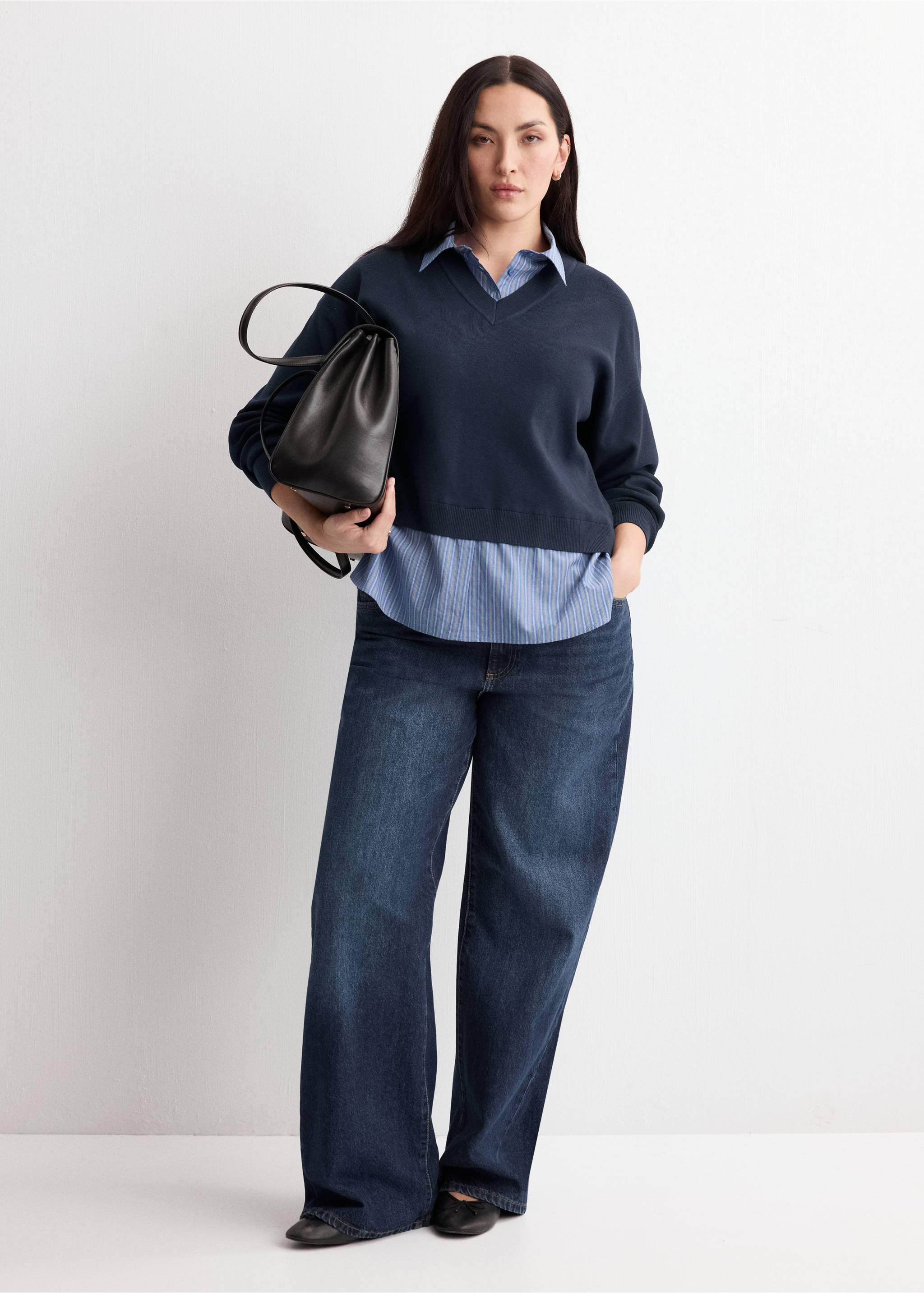 Combined shirt sweater - Details of the article 6, Navy. Ref: 27004781-00.