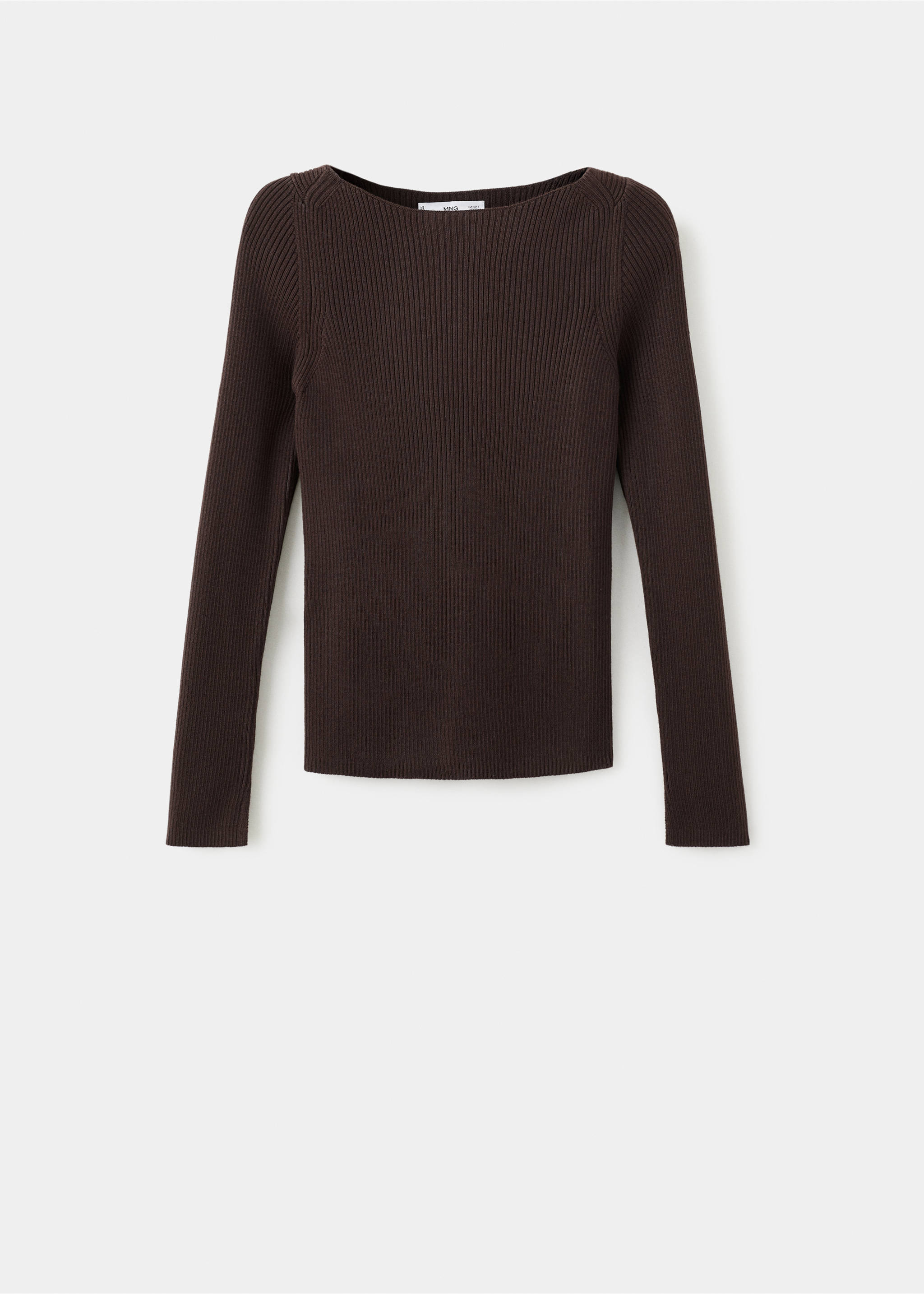 Boat-neck knitted sweater - Article without model, Chocolate. Ref: 27004783-00.
