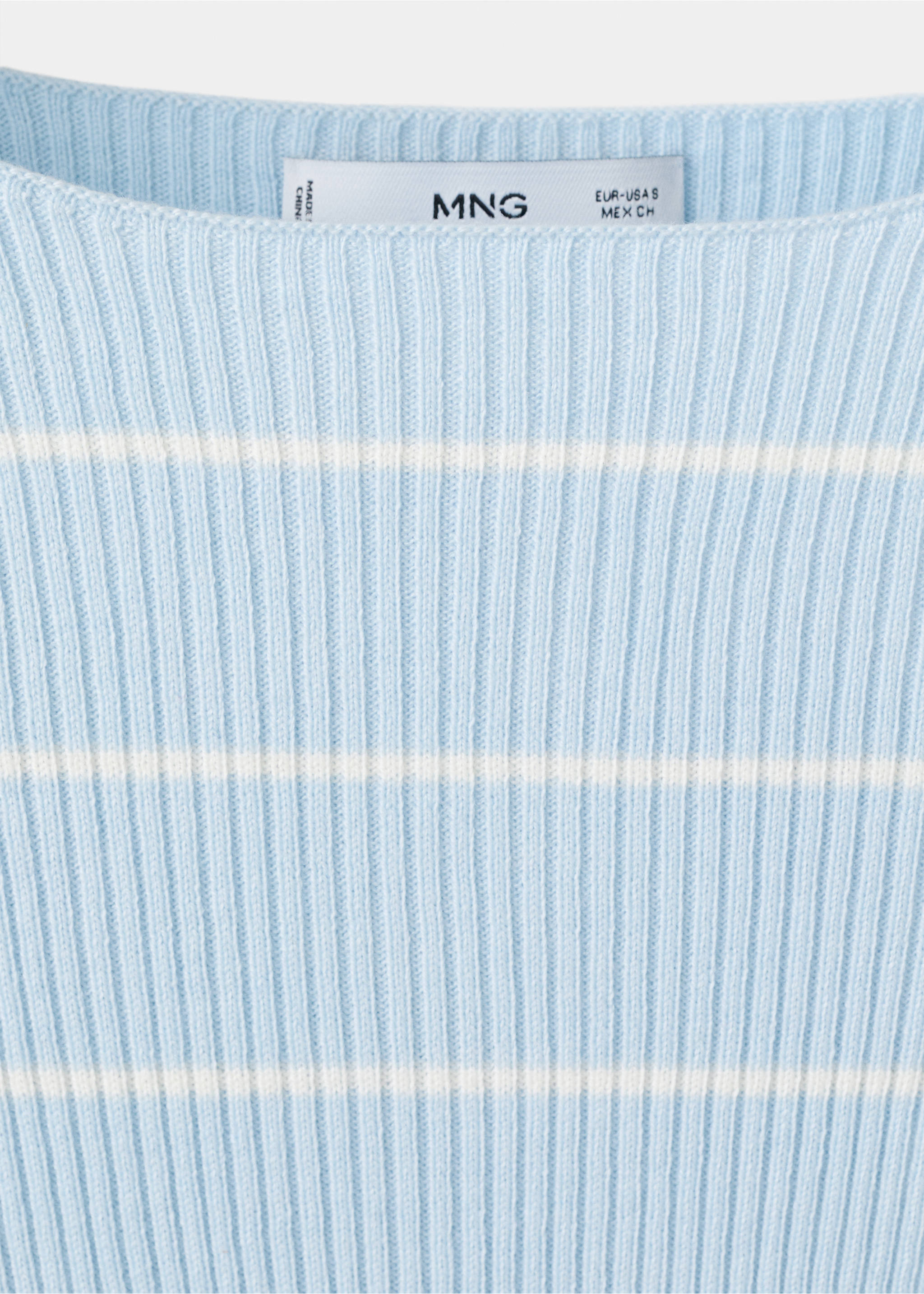 Boat-neck knitted sweater - Details of the article 8, Sky Blue. Ref: 27004783-00.