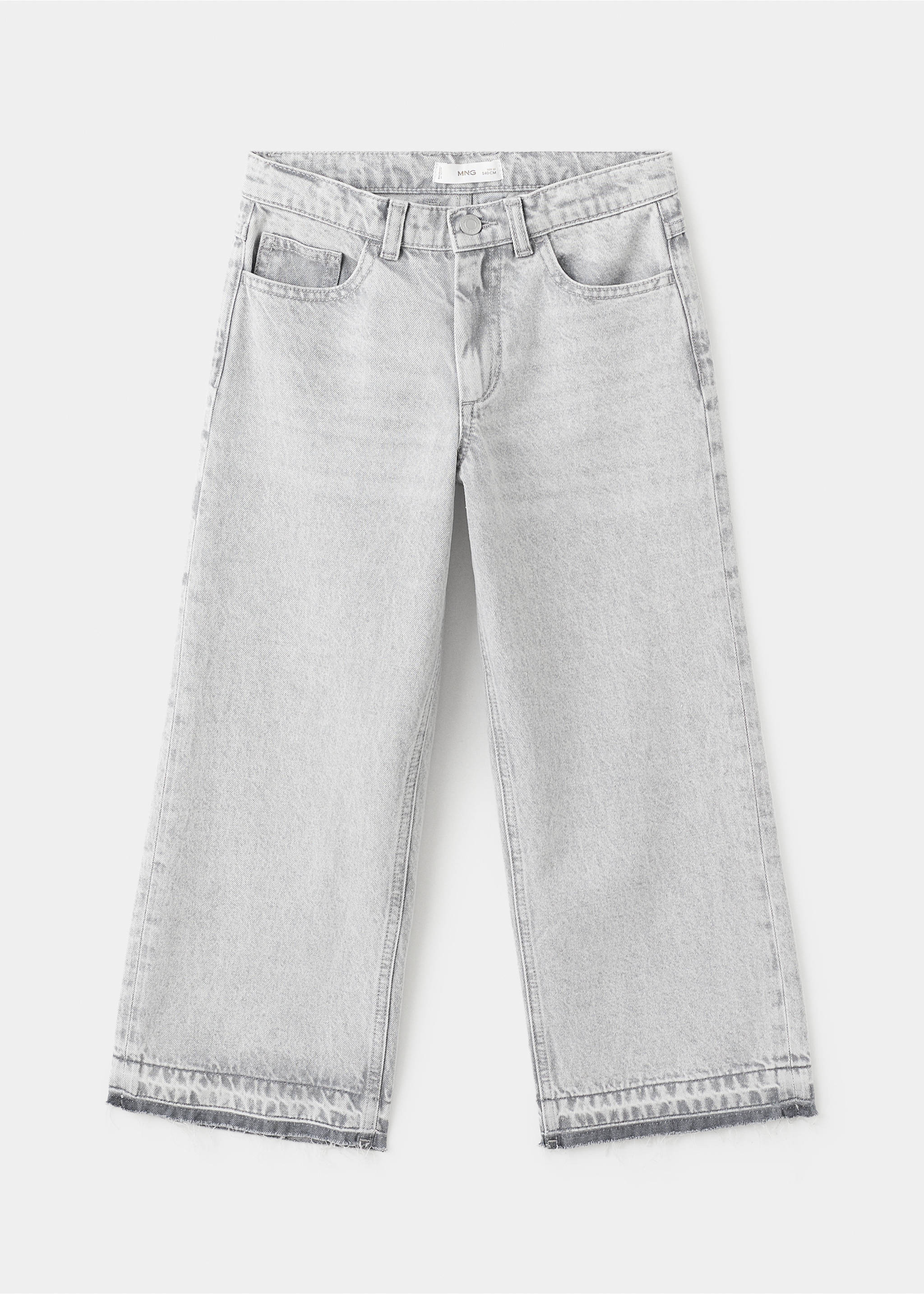 Light grey denim culotte trousers with wide legs and frayed hems., Denim Grey. Ref: 27011260-00.