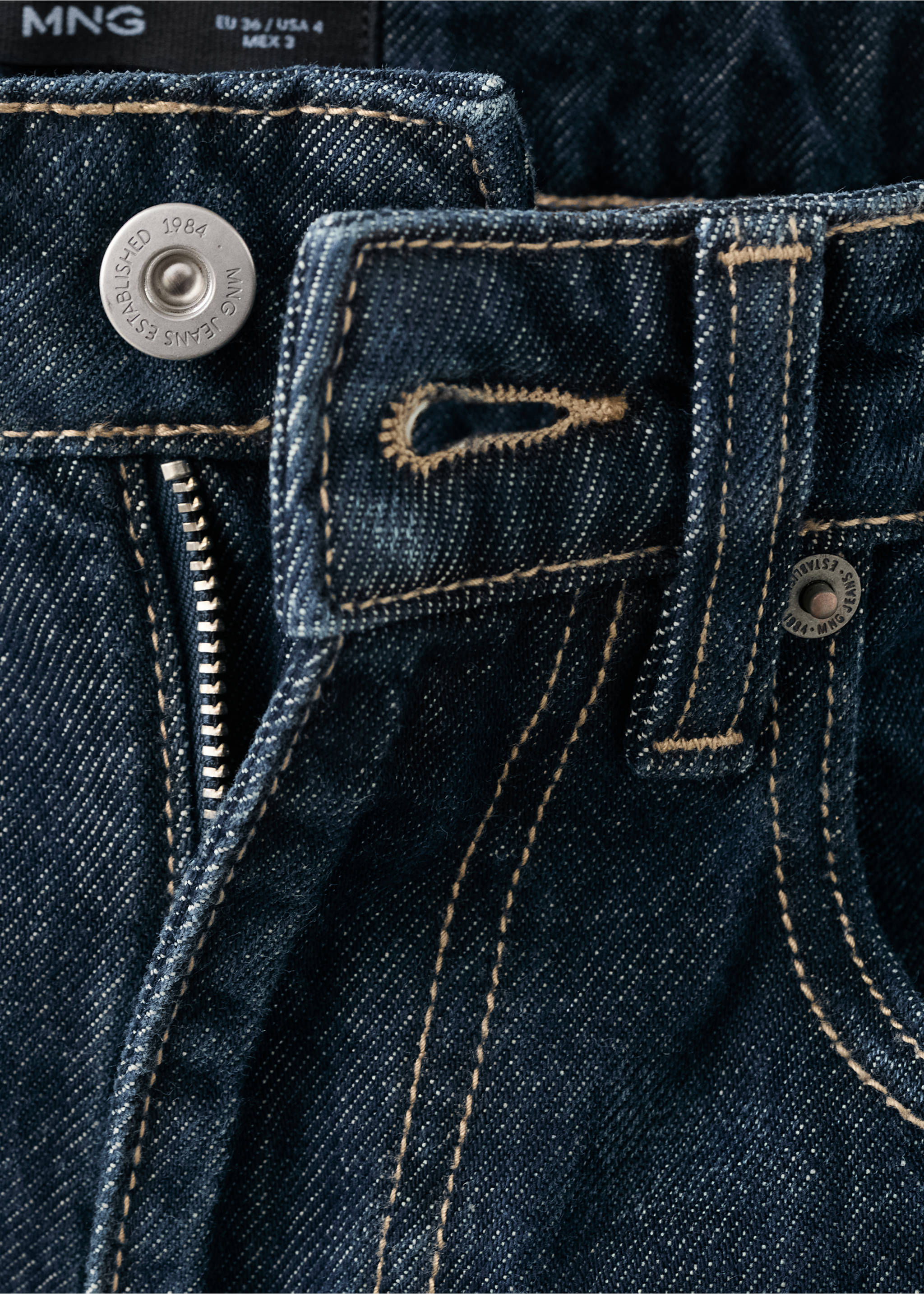 Jean large à revers - Détail de l'article 8, Bleu. Ref: 27014078-00.
