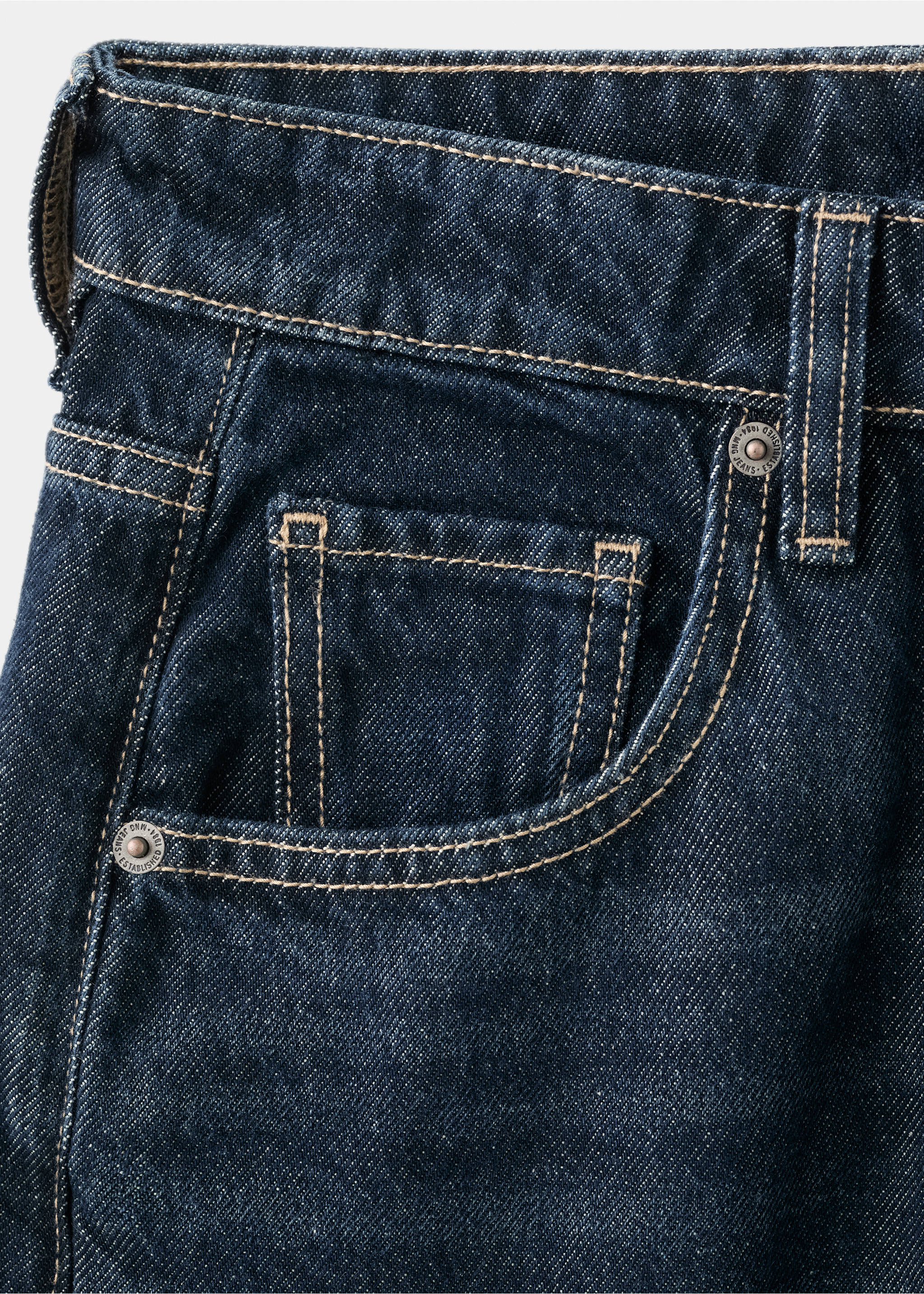 Jean large à revers - Détail de l'article 0, Bleu. Ref: 27014078-00.