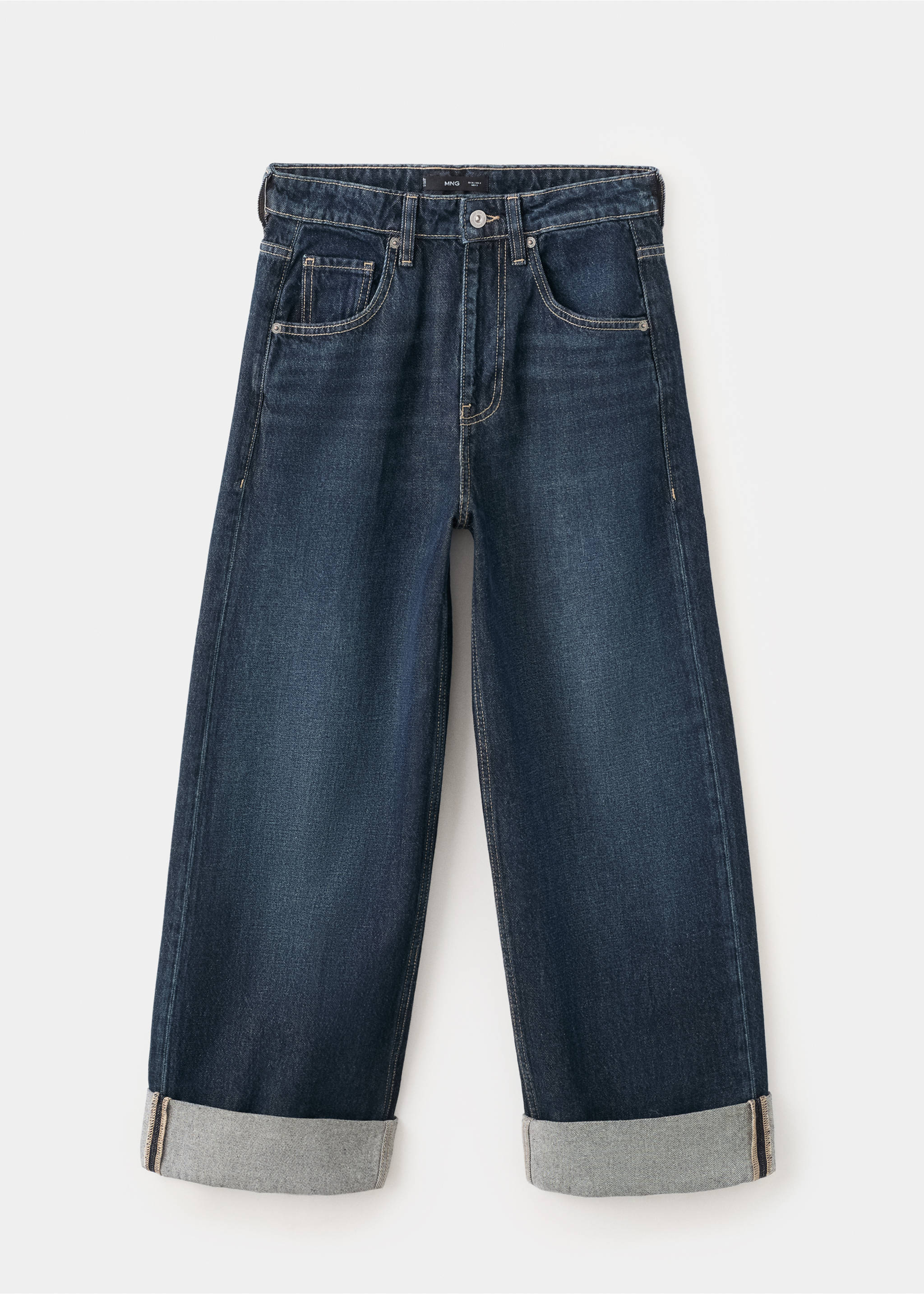 Jean large à revers - Article sans modèle, Bleu. Ref: 27014078-00.