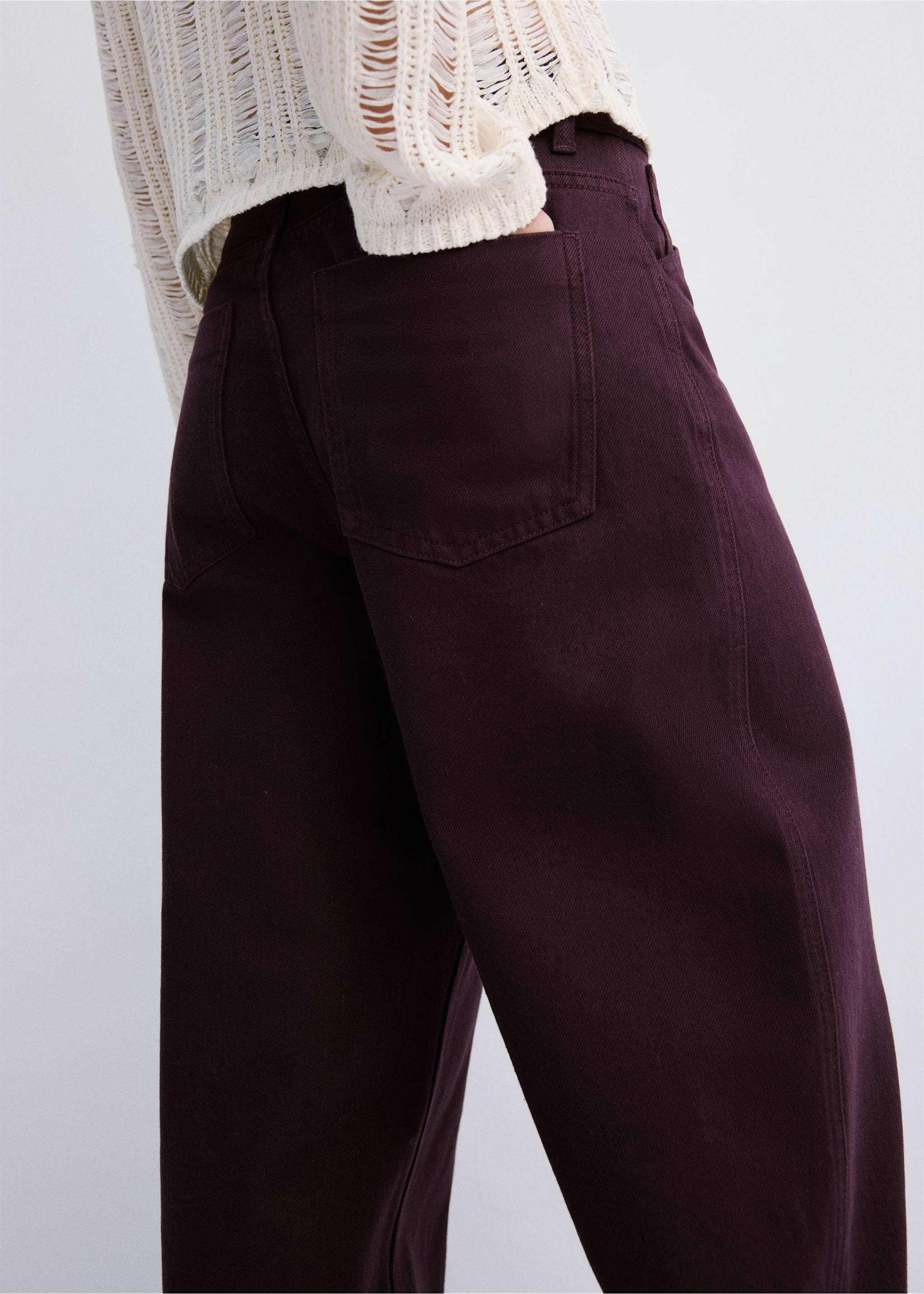 Mid-rise balloon jeans - Details of the article 3, Wine. Ref: 27014083-00.