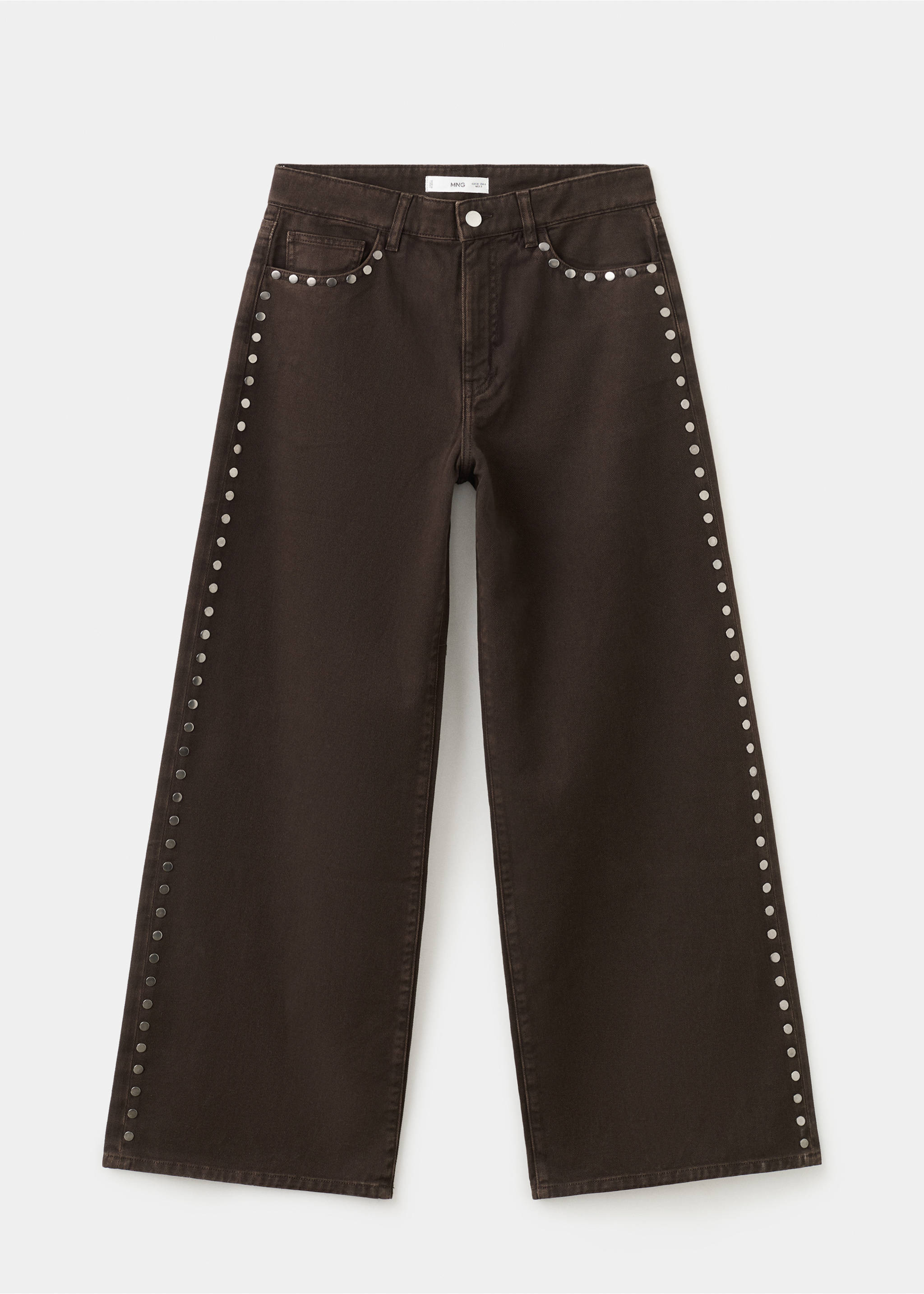 Jeans wide leg amb tatxes - Article sense model, Xocolata. Ref: 27014101-00.