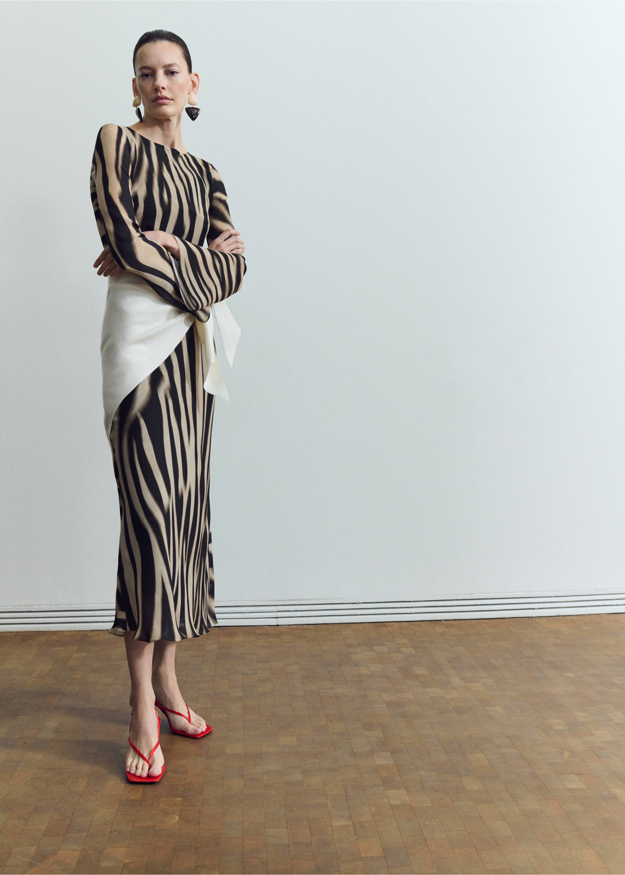 A-line animal-print dress - General plane, Black. Ref: 27014105-00.