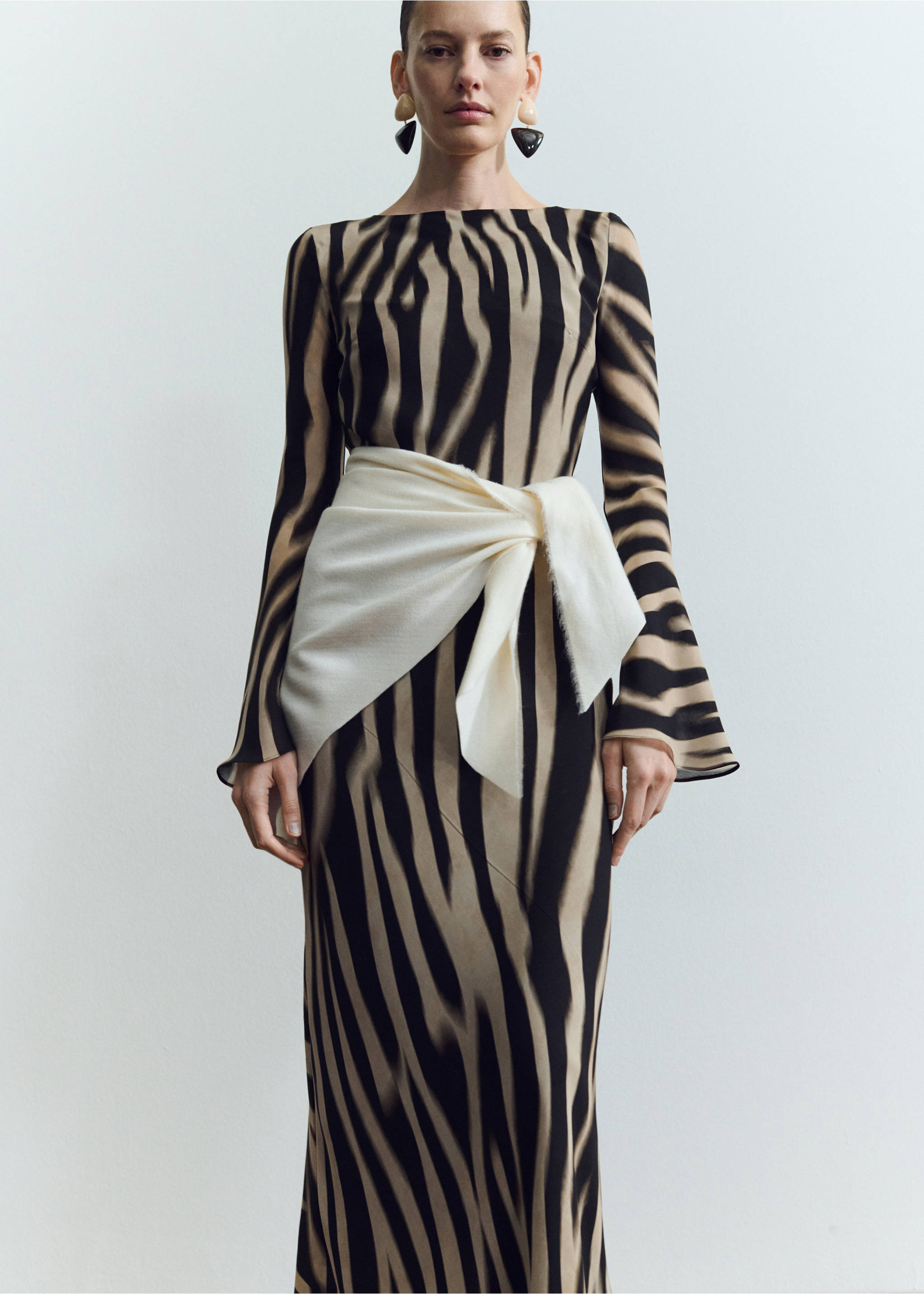 A-line animal-print dress - Medium plane, Black. Ref: 27014105-00.