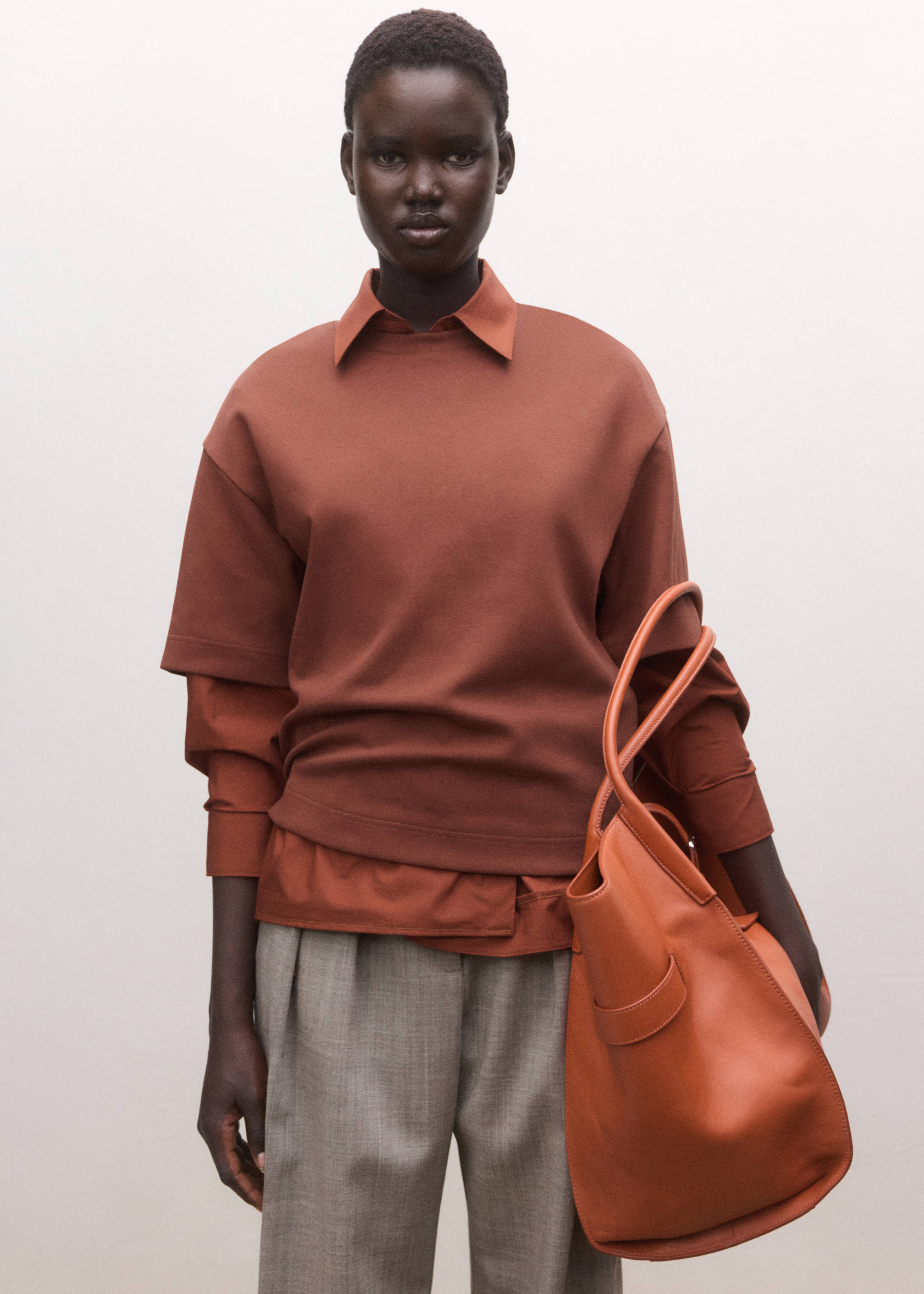T-shirt en coton oversize - Plan moyen, Rouge-orangé. Ref: 27014442-00.