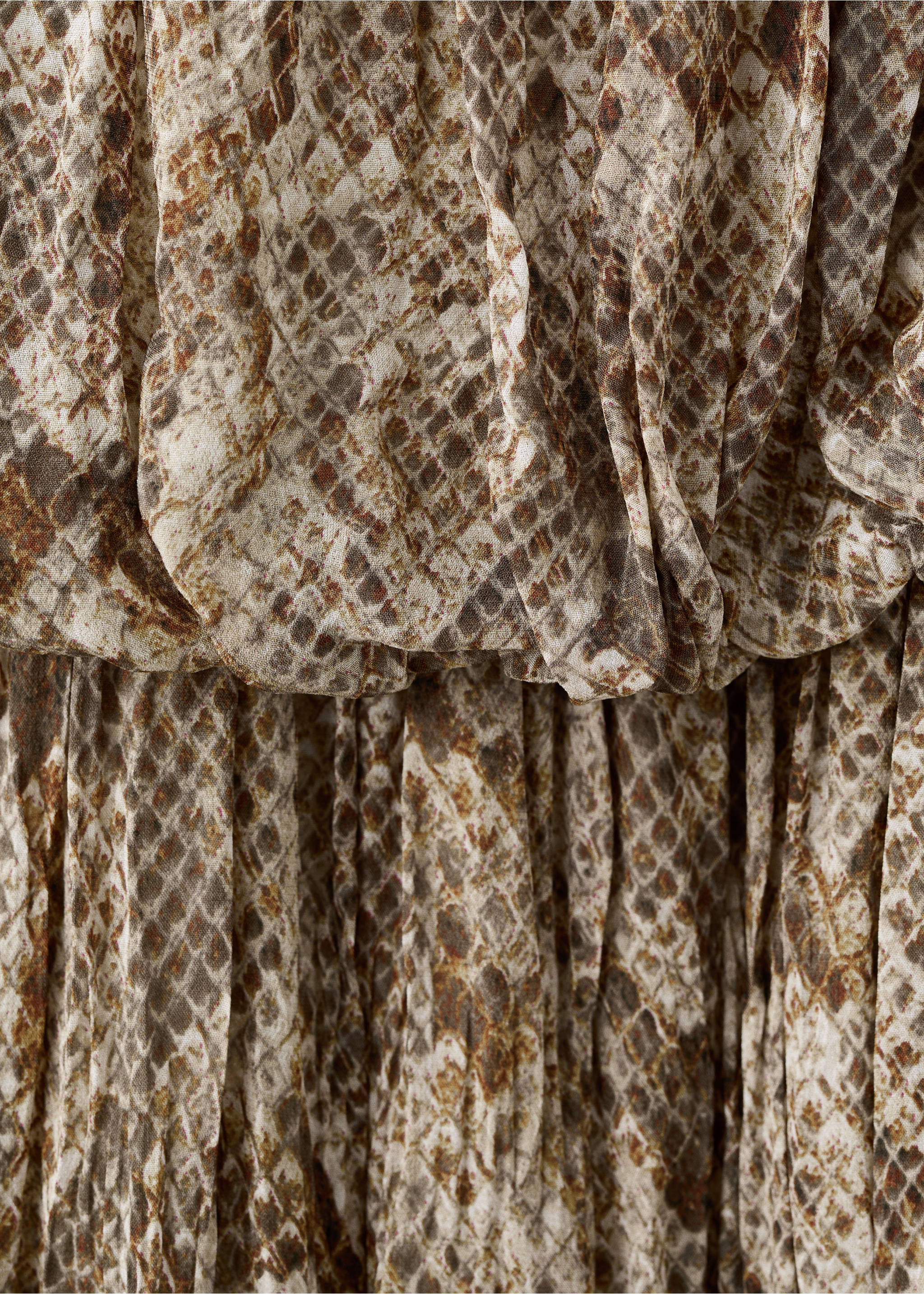 Flowy animal print dress - Details of the article 8, Khaki. Ref: 27016007-00.