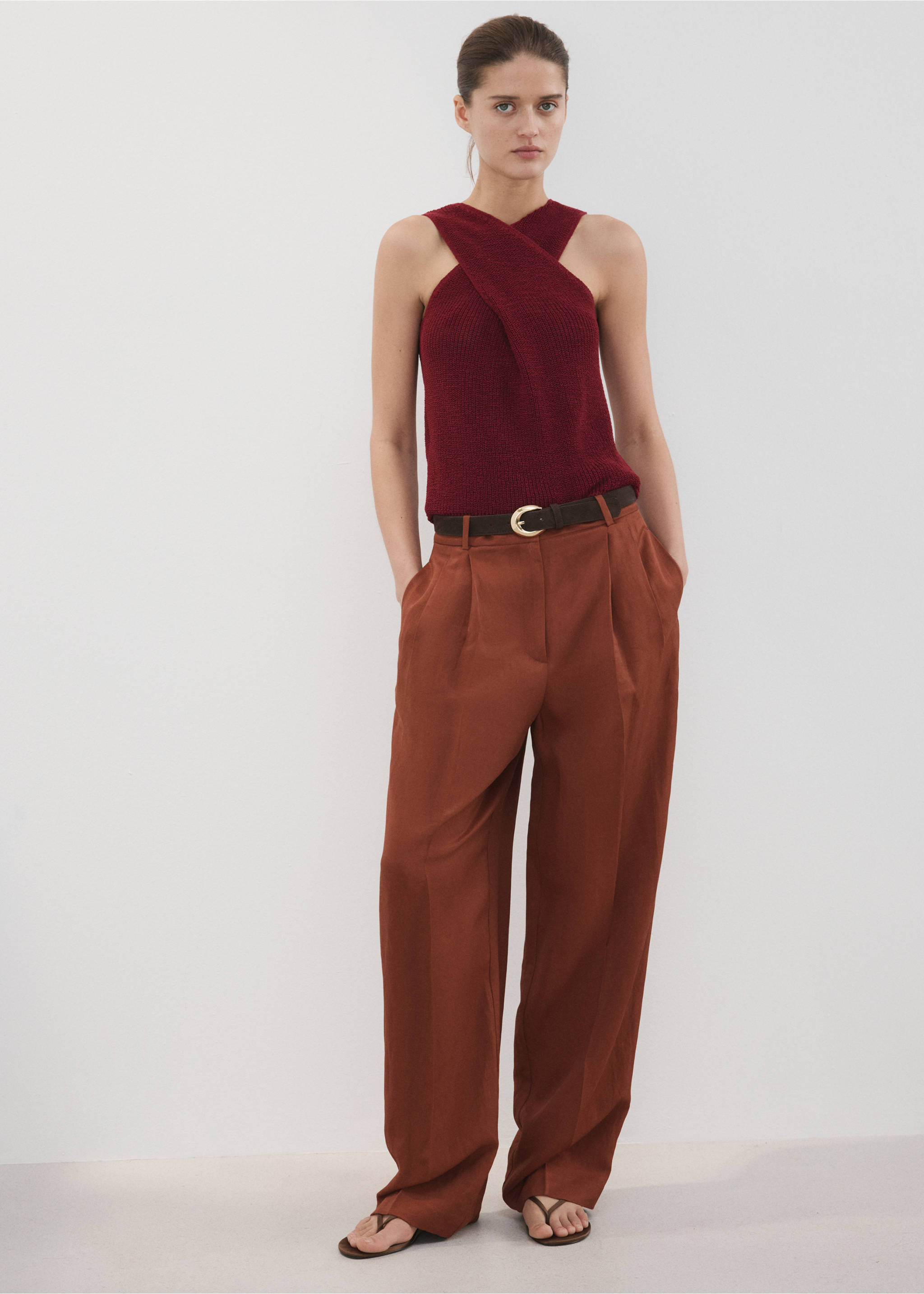 Knitted wrap top - General plane, Maroon. Ref: 27017172-00.